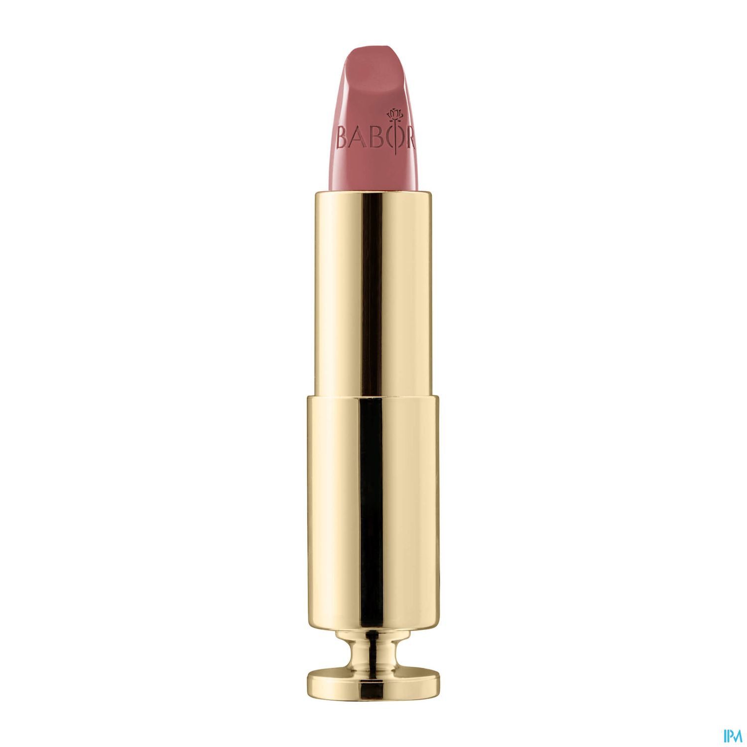 Rouge Lippenstift in goldfarbenem Gehäuse mit rosafarbener Spitze.
