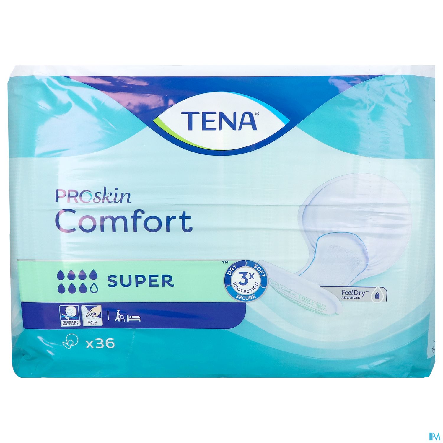 Packung TENA ProSkin Comfort Super, 36 Stück.