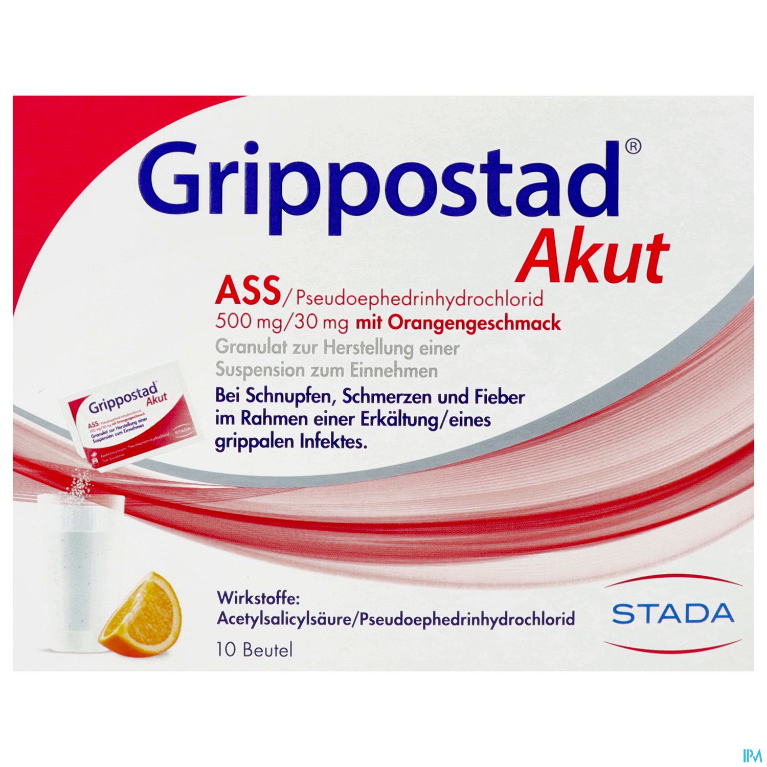 Grippostad Akut ASS/Pseudoephedrinhydrochlorid 500 mg/30 mg mit Orangengeschmack - Granulat zur Herstellung einer Suspension zum Einnehmen