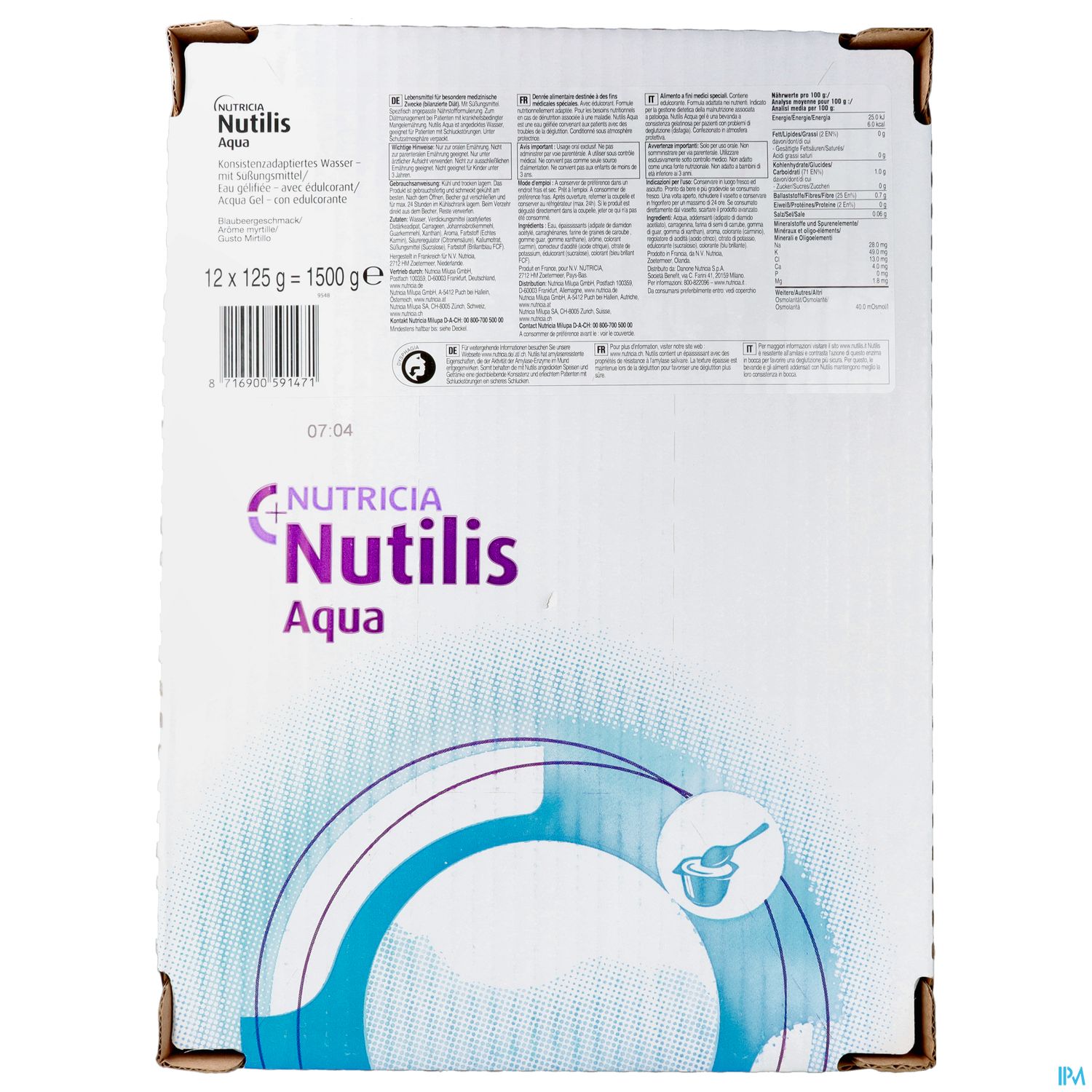 Nutilis Aqua Aqua 125g Blaubeere 12st