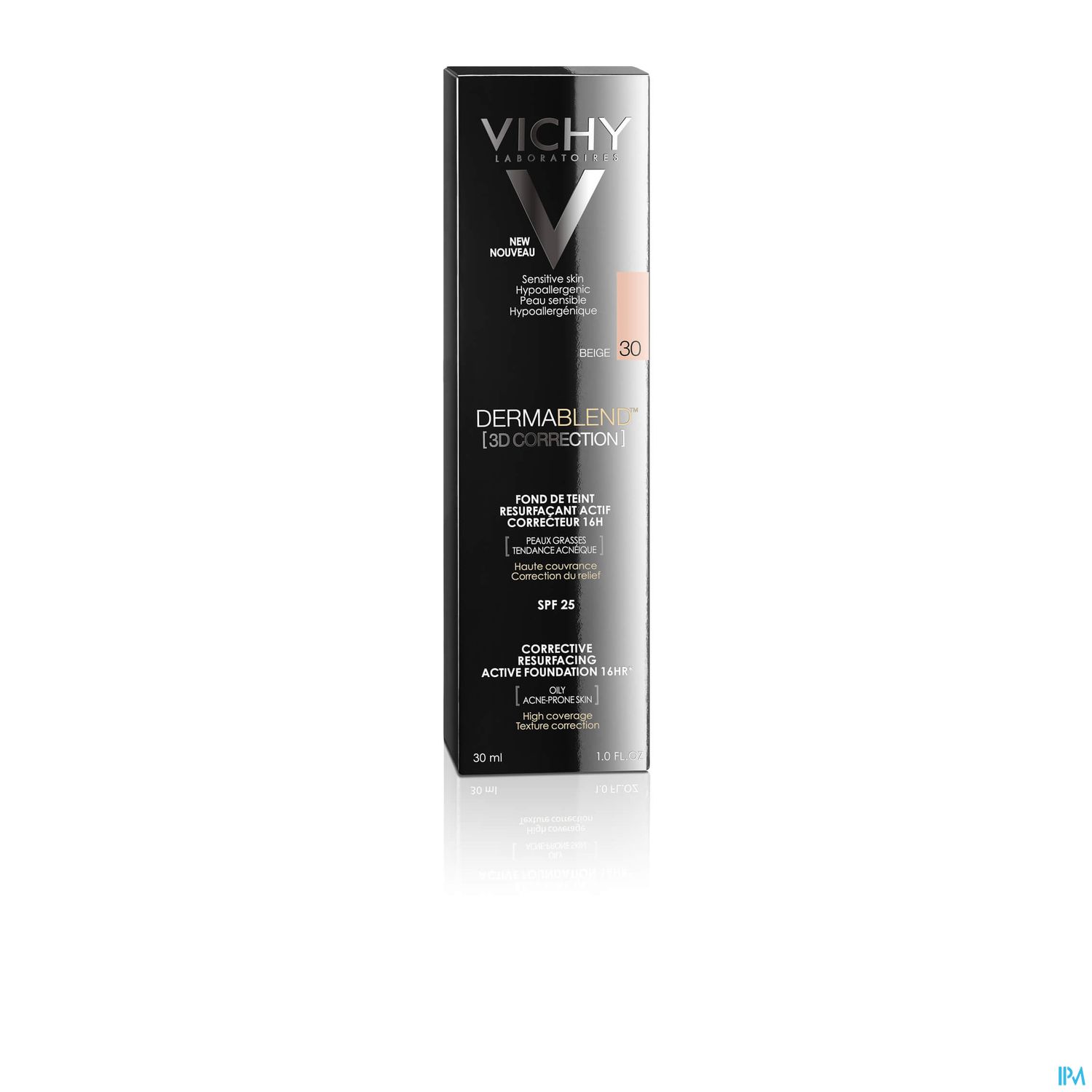 Produktabbildung einer Vichy Dermablend Foundation mit LSF 25 in der Farbe Beige.