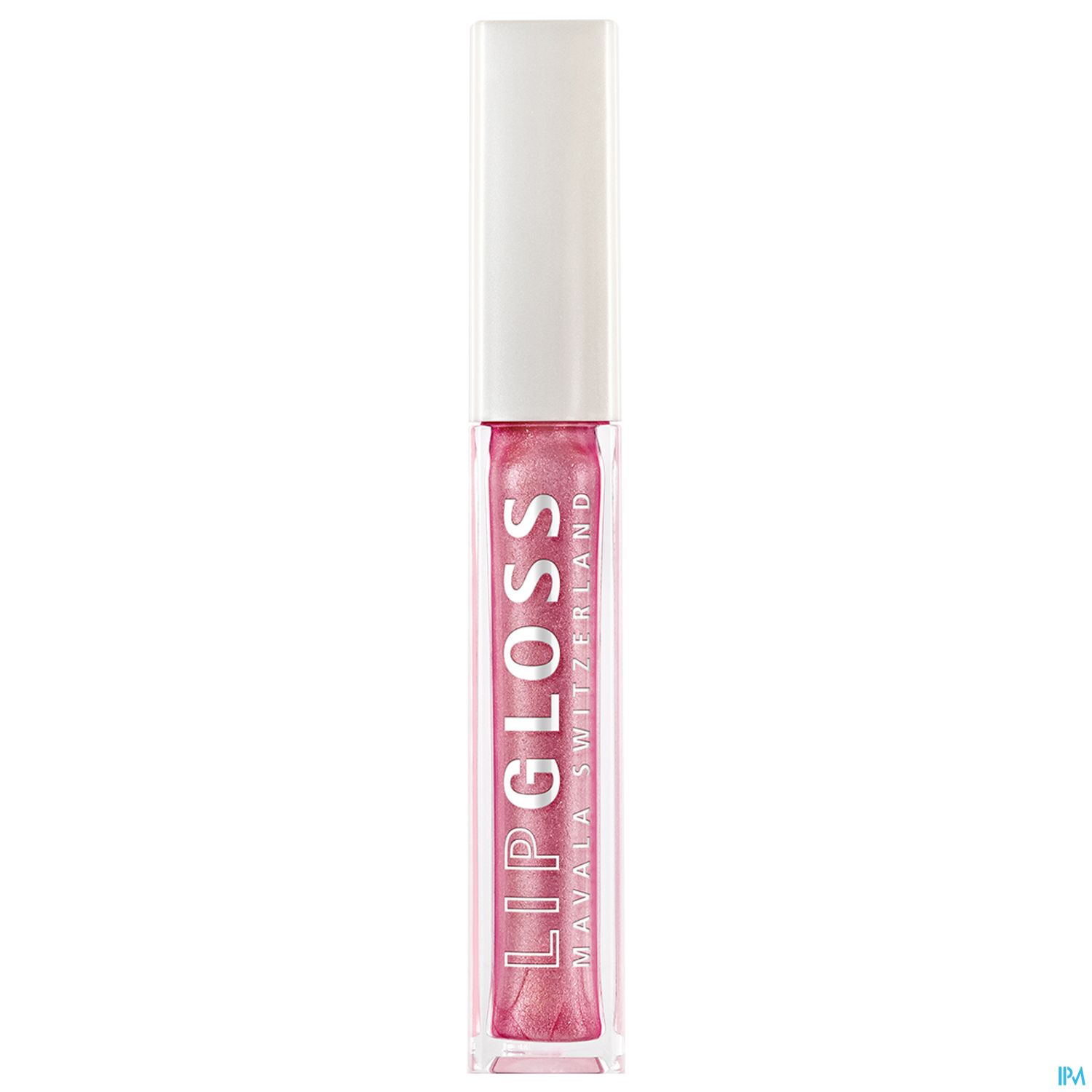 Flasche mit Lipgloss in Pink mit weißem Deckel und Aufschrift "LIP GLOSS".