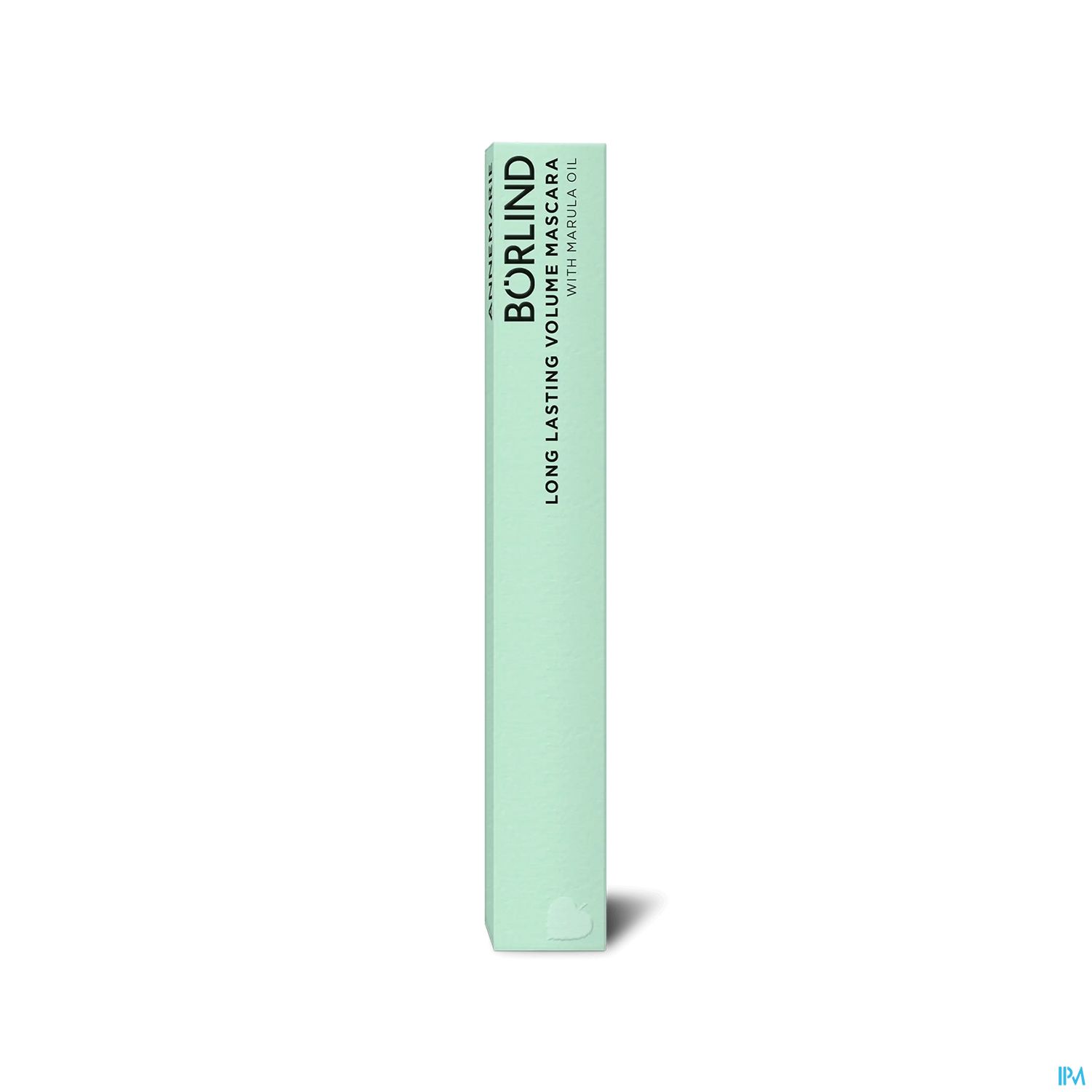 Verpackung von Bürlind Long Lasting Volume Mascara in mintgrüner Farbe.