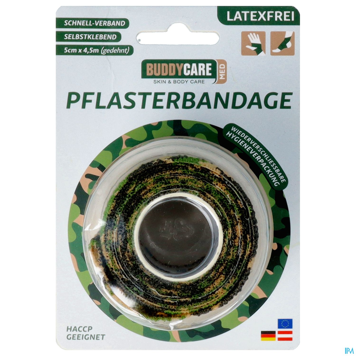 Buddycare Pflasterbandage Med Latexfrei Flexibel Kohaesiv 5cmx 4,5m Camou Gruen 1st