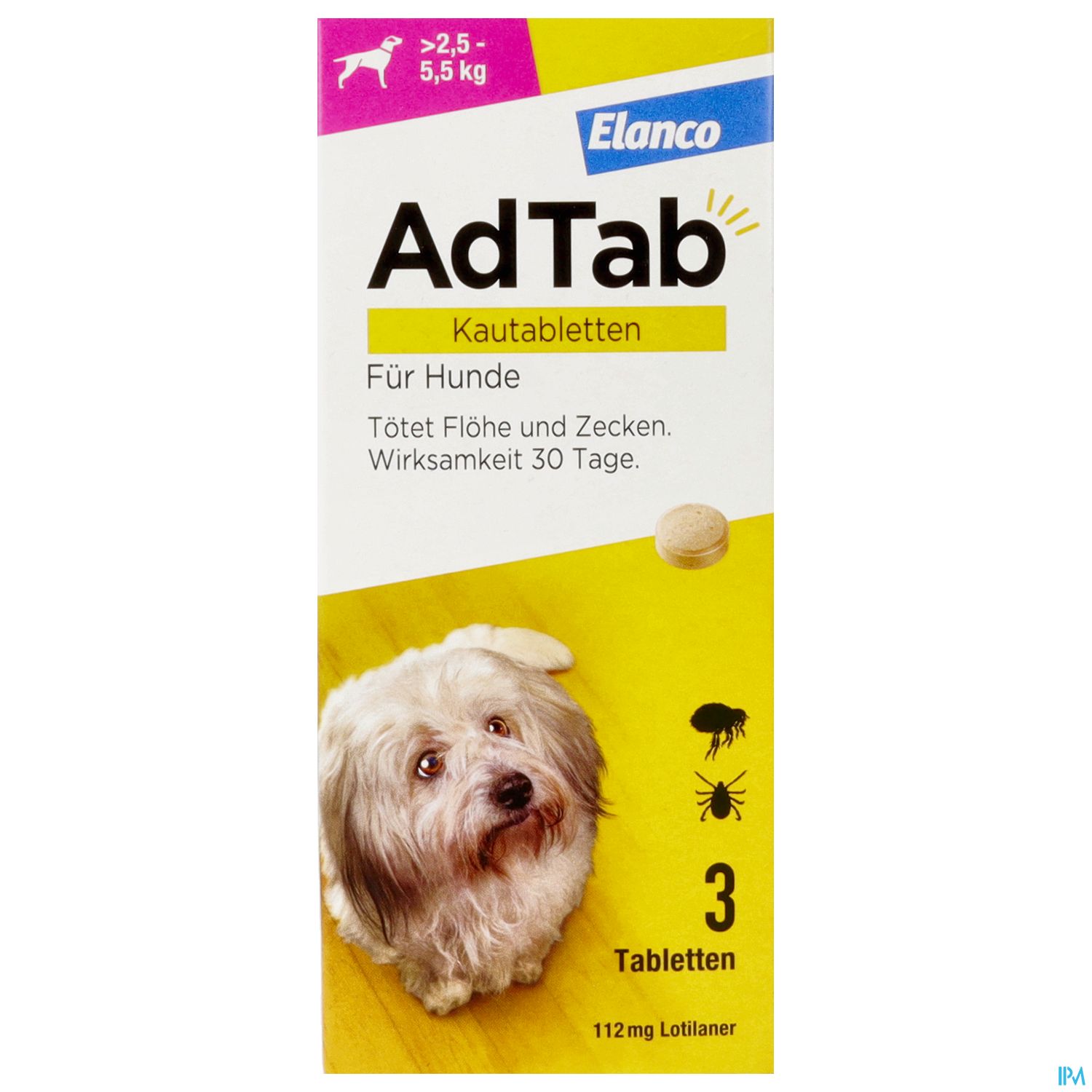 Adtab F Hunde Kautabl 112mg (2,5-5,5kg) 3st