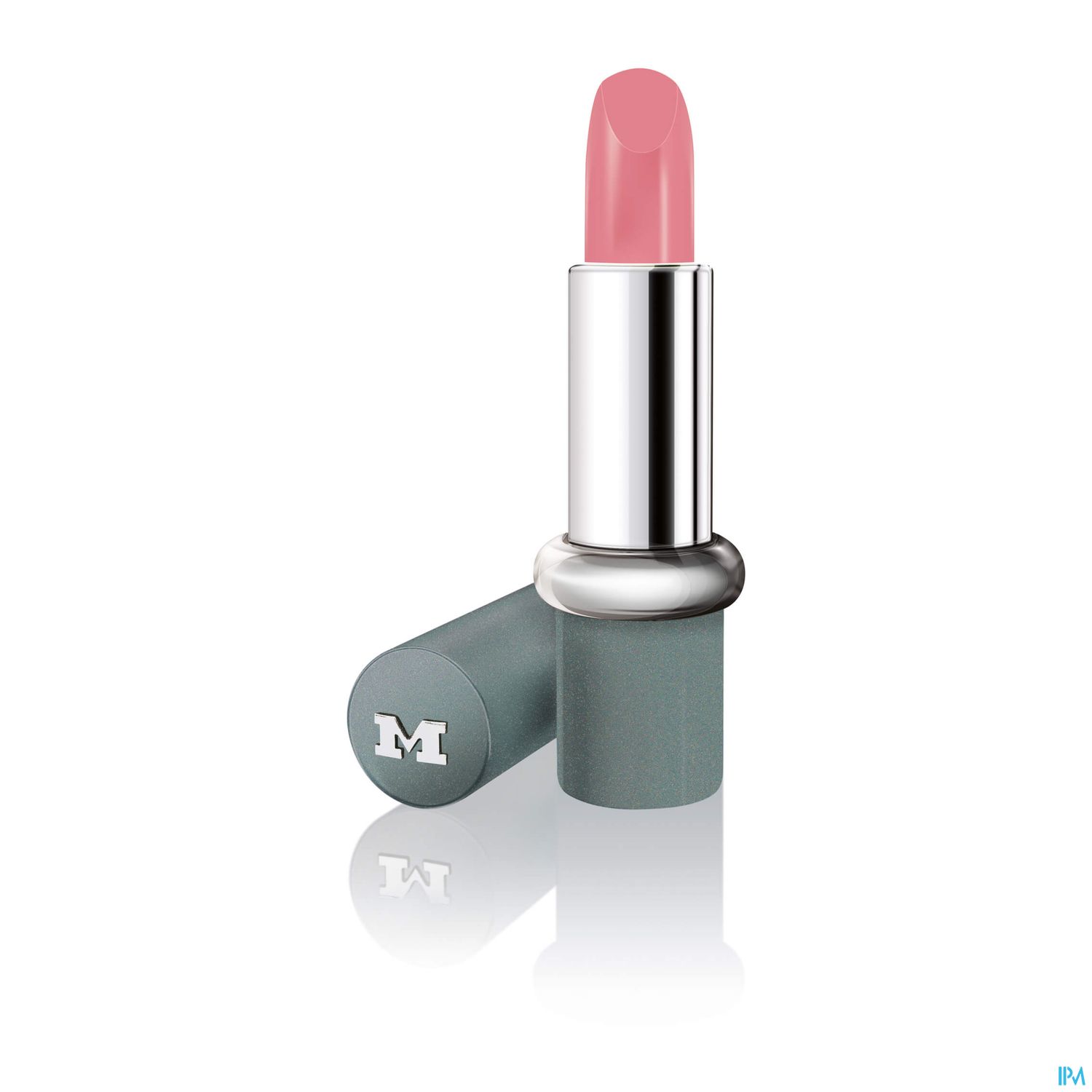 Rosa Lippenstift in silberner und grauer Verpackung.