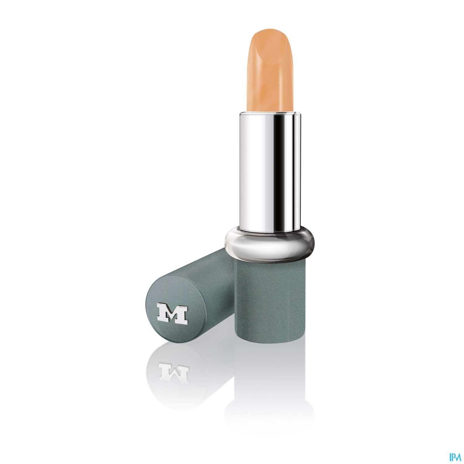 Ein öffentlicher Lippenstift in einer grauen Hülse mit teilweise sichtbarem Lippenstift.