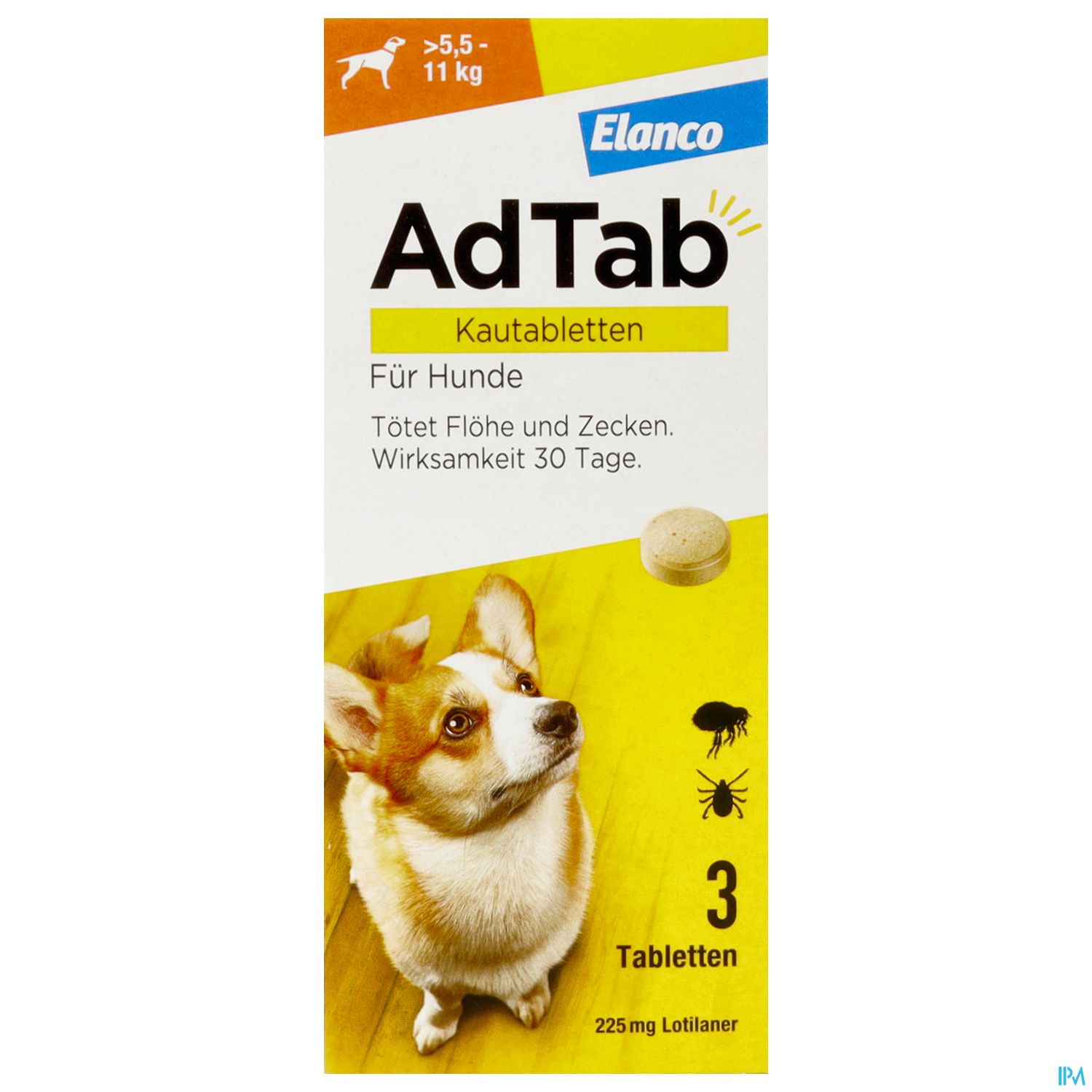 Adtab F Hunde Kautabl 225mg (5,5-11kg) 3st