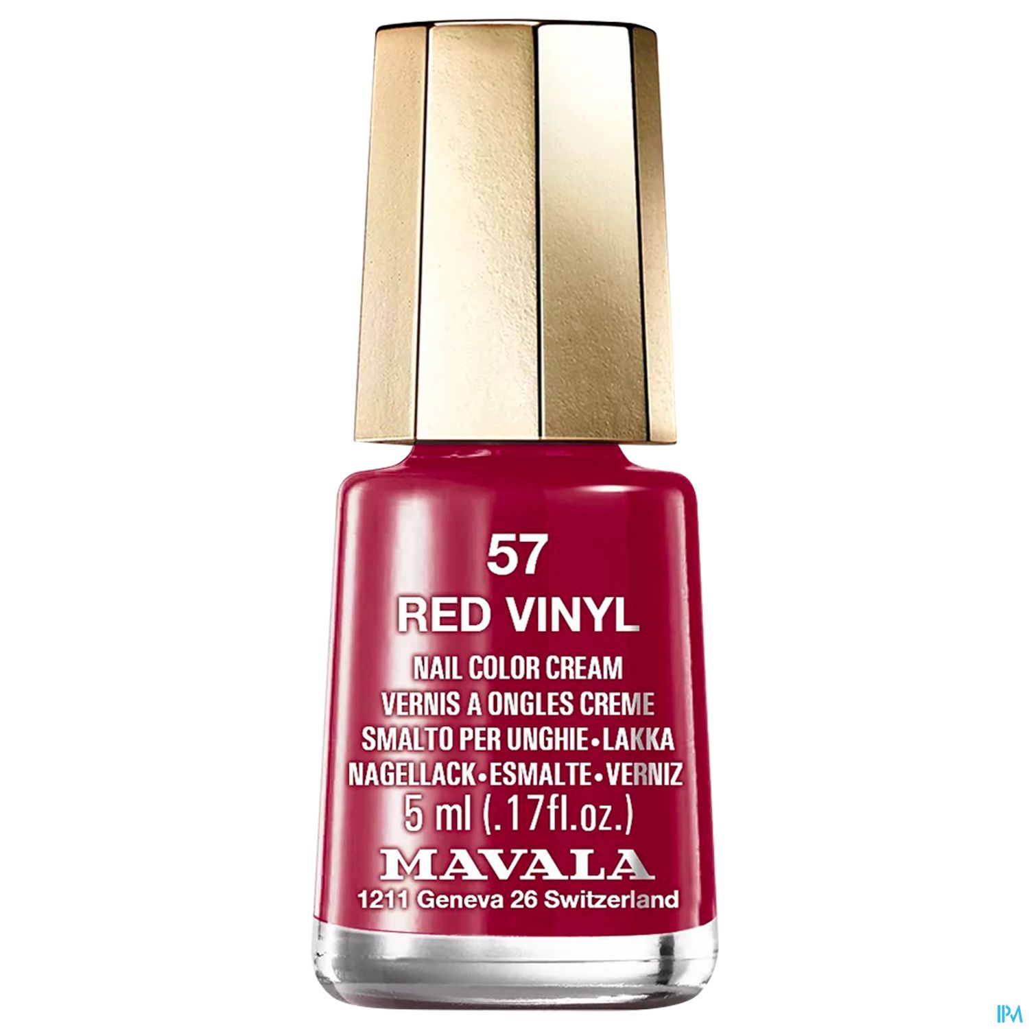 Lackflasche von Mavala mit der Aufschrift "57 RED VINYL", 5 ml Inhalt.