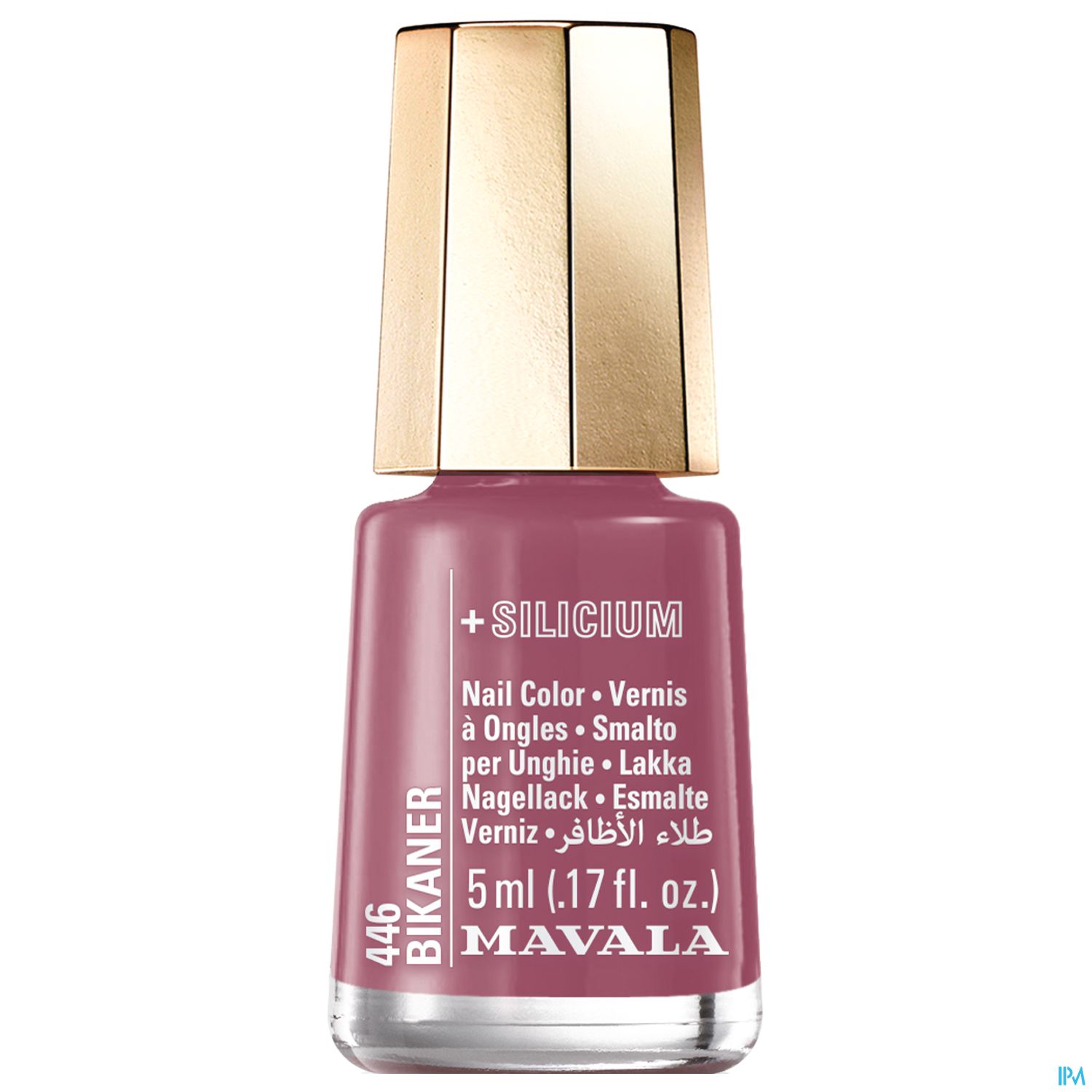 Nagellackflasche der Marke Mavala in der Farbe 446 Bikaner, 5 ml Inhalt.