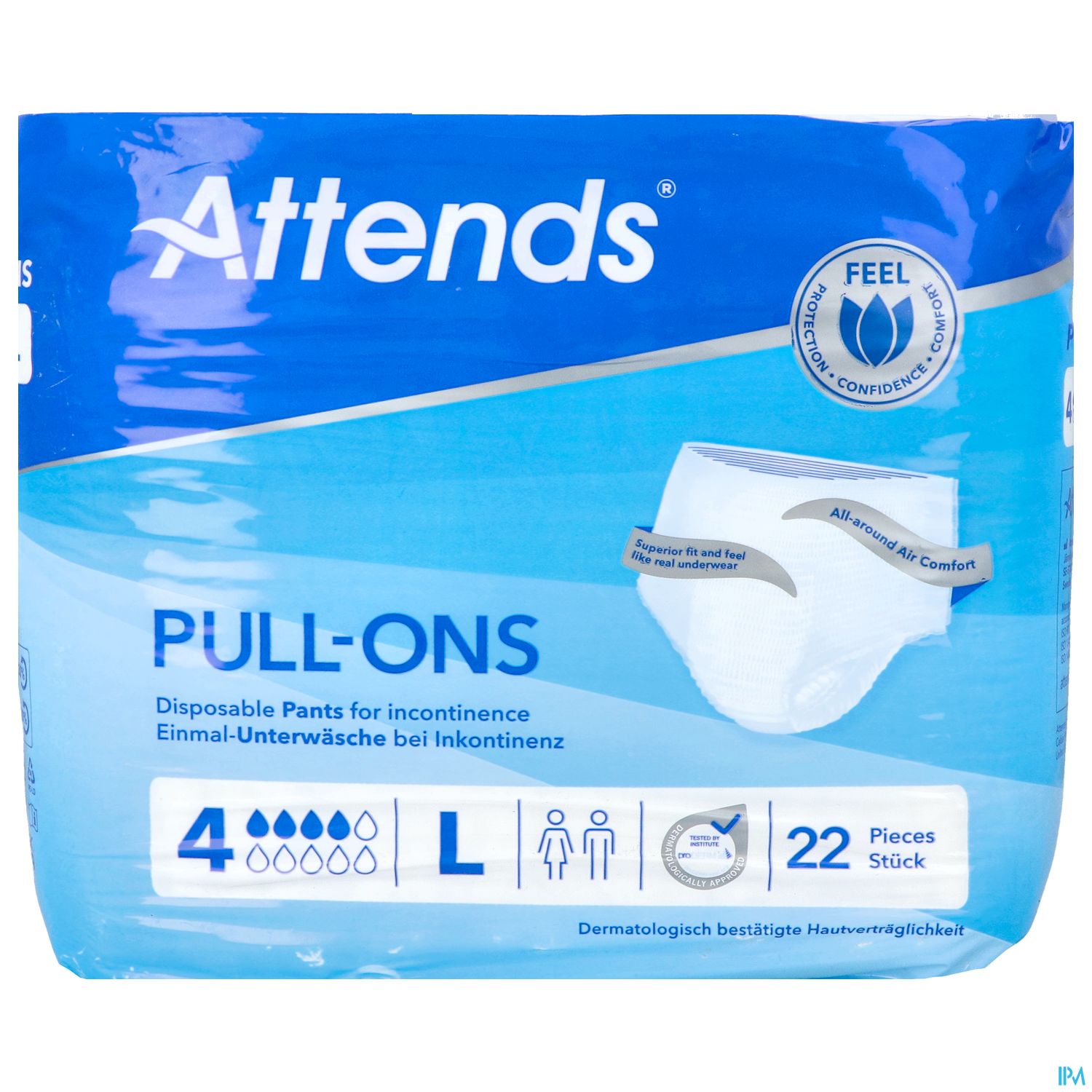 Packung mit Attends Pull-Ons, Einwegunterwäsche für Inkontinenz, Größe L, 22 Stück.