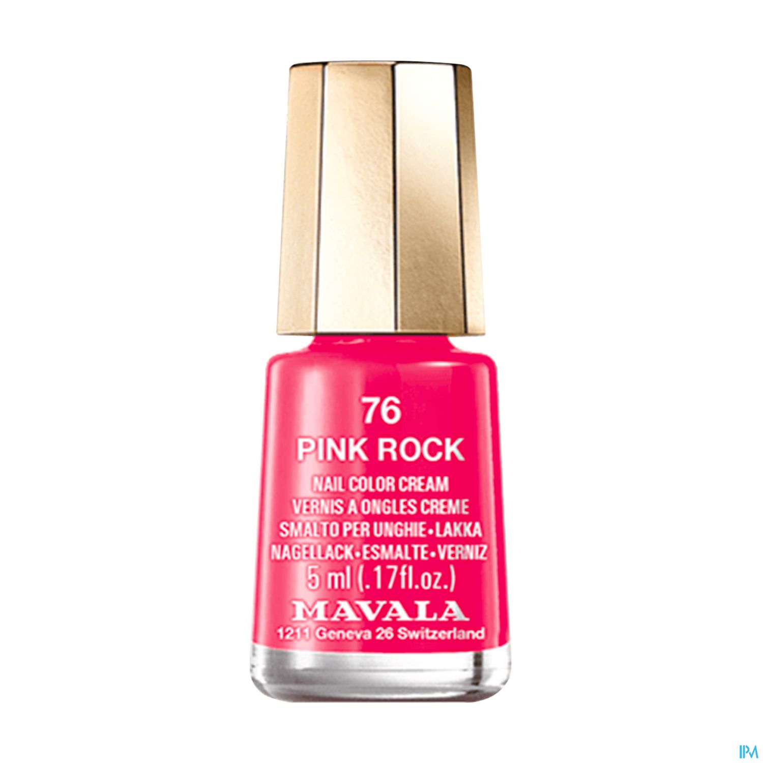 Flasche mit pinkem Nagellack in der Farbe "Pink Rock" von Mavala, 5 ml.