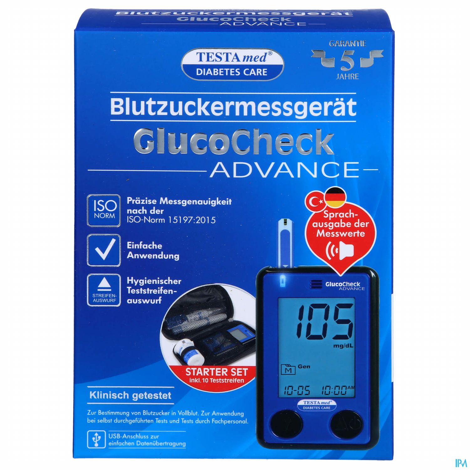 Diagnostika U.zubehoer Blutzuckermessgeraet Testamed Advance Mg/dl Mmol/l 1st