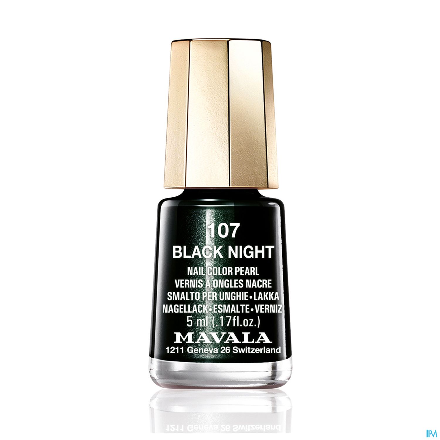 Flasche mit schwarzem Nagellack "Black Night" von Mavala, 5 ml.