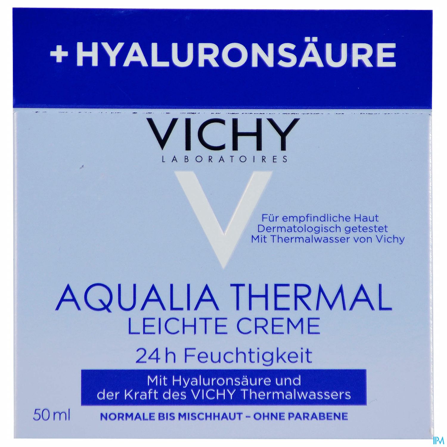 Packaging der Vichy Aqualia Thermal leichte Creme mit Hyaluronsäure, 50 ml.