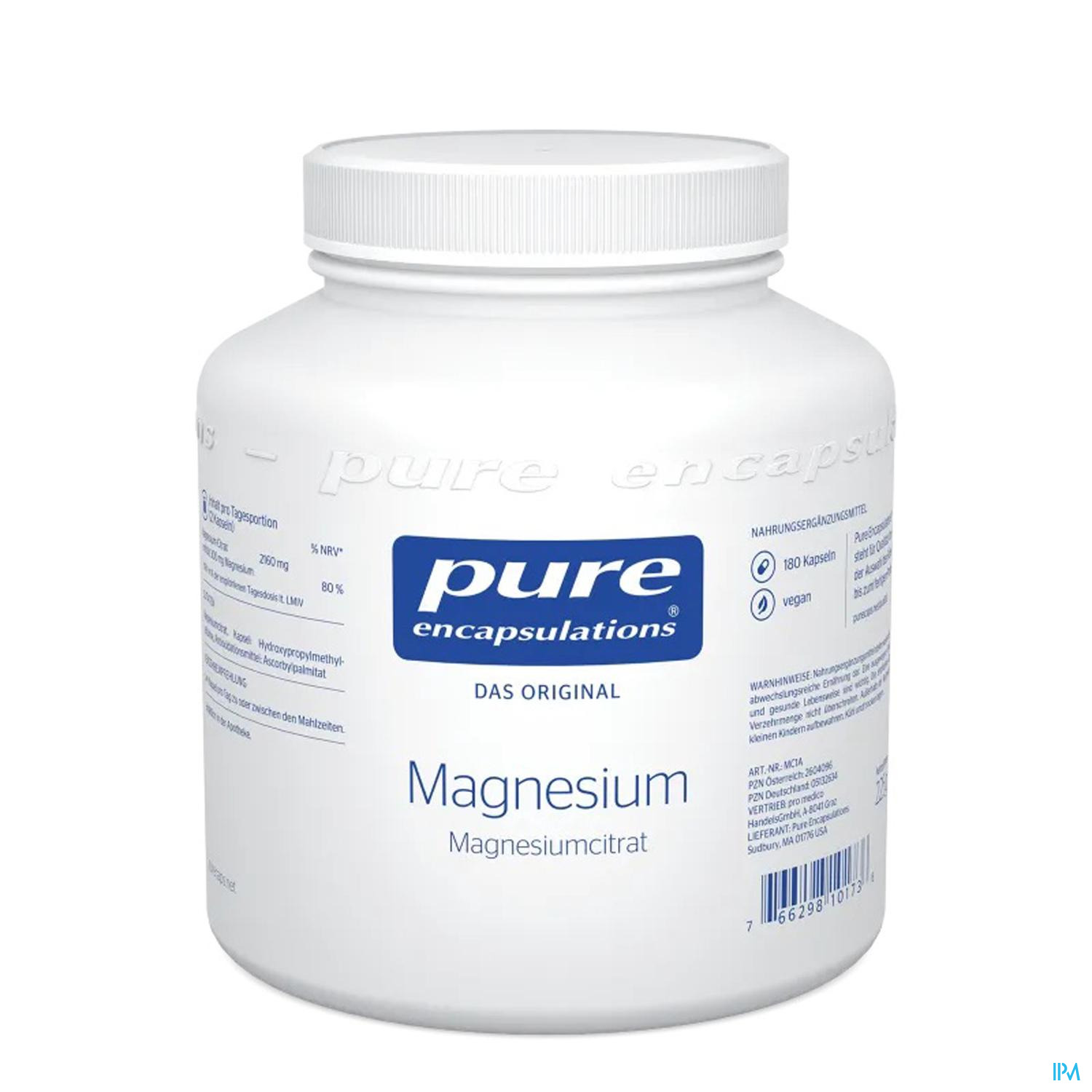 Pure Encapsulations Magnesium Magnesiumcitrat 180 Kapseln