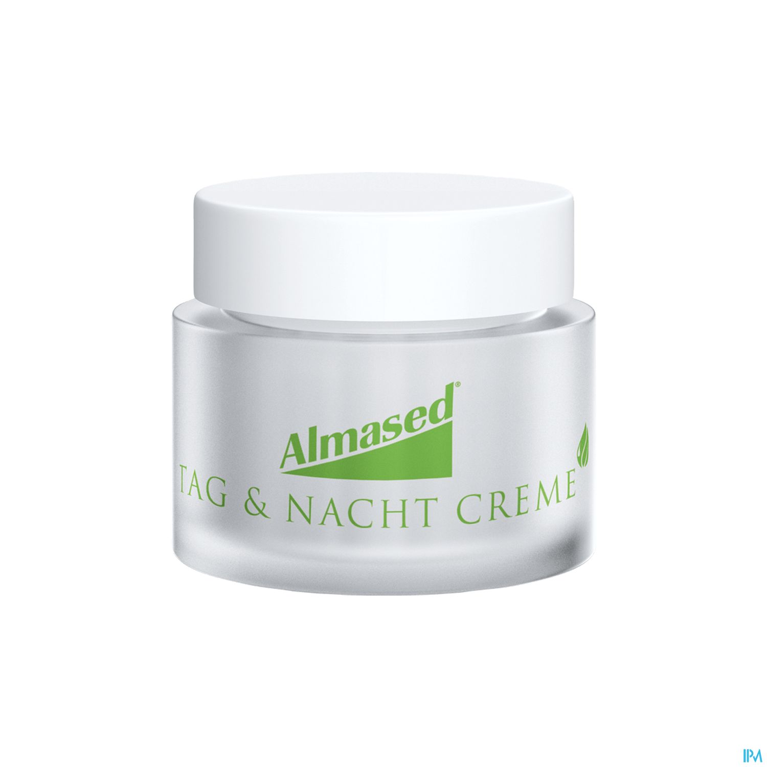 Ein Glasbehälter mit der Aufschrift "Almased TAG & NACHT CREME".
