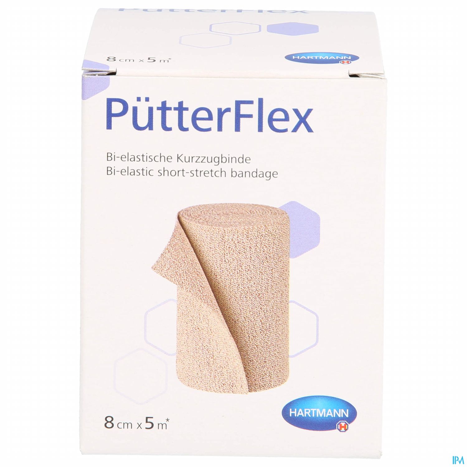 Packung mit PütterFlex, bi-elastische Kurzbindung, 8 cm x 5 m.