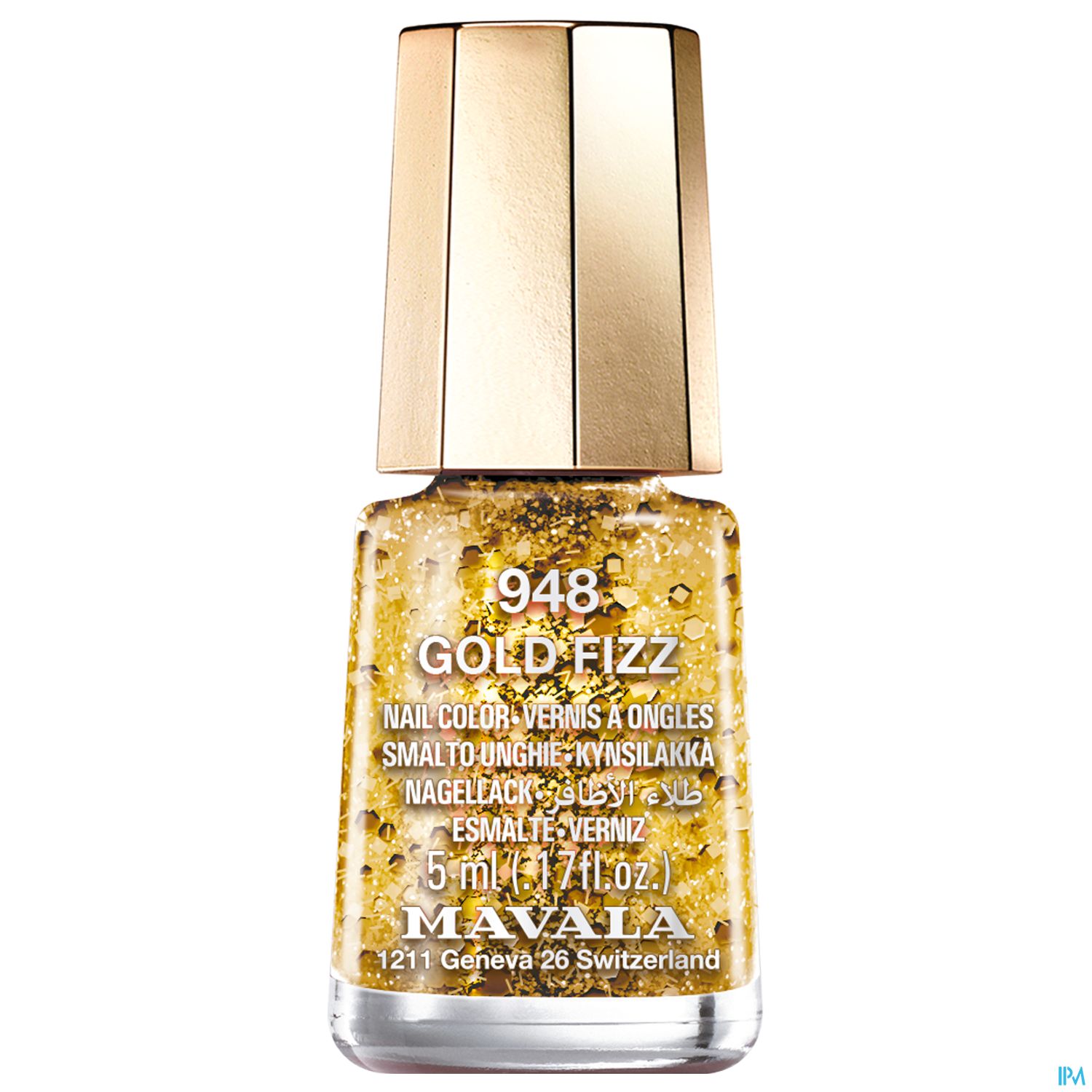 Flasche mit goldenem Nagellack namens "Gold Fizz" von MAVALA.