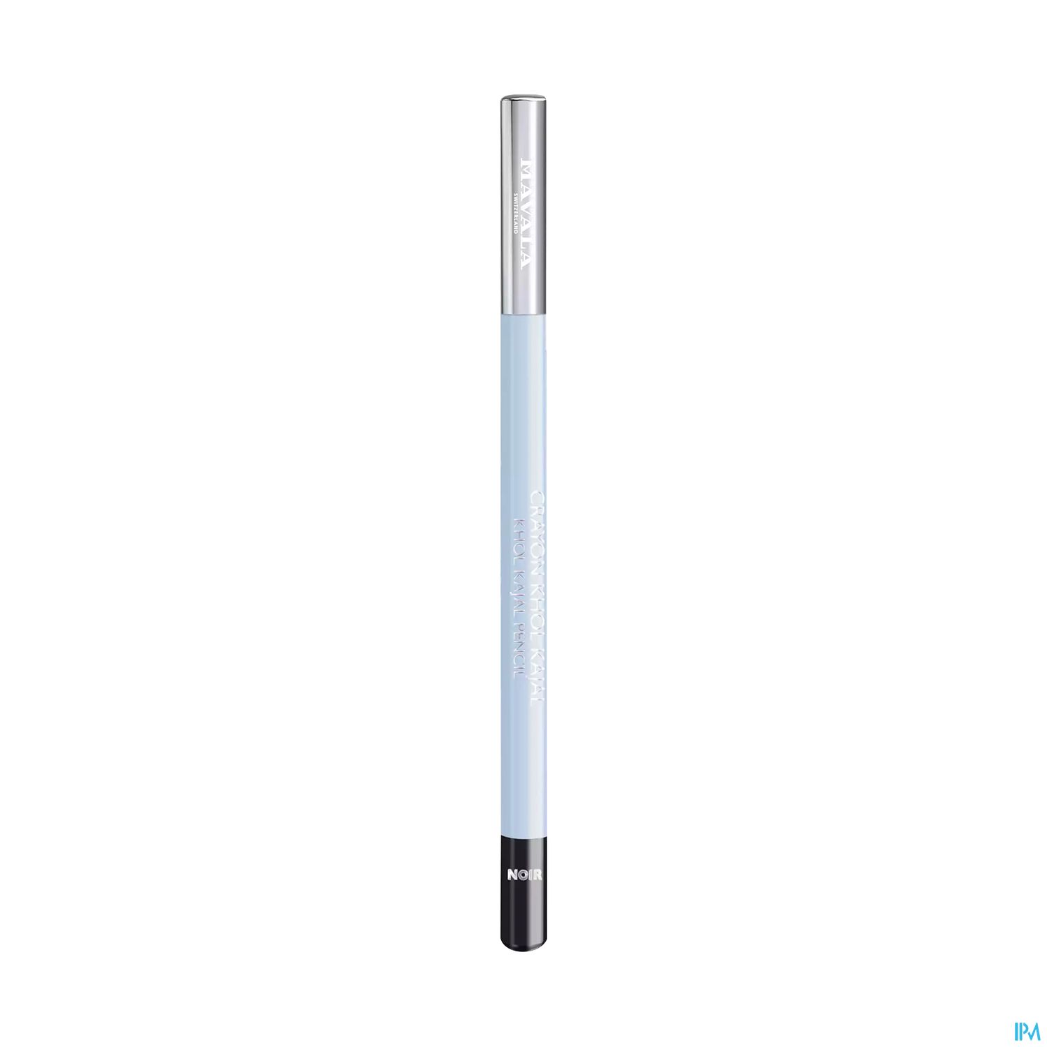Heller blauer Make-up-Stift mit silberner und schwarzer Kappe.