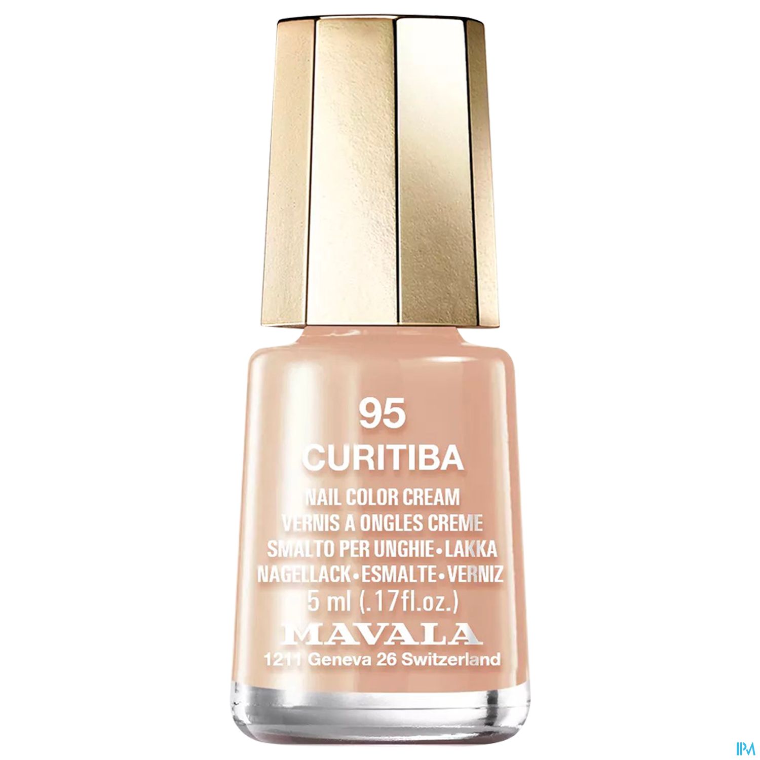 Nagellackflasche mit der Aufschrift "95 Curitiba" von Mavala, in einer rosafarbigen Cremefarbe.