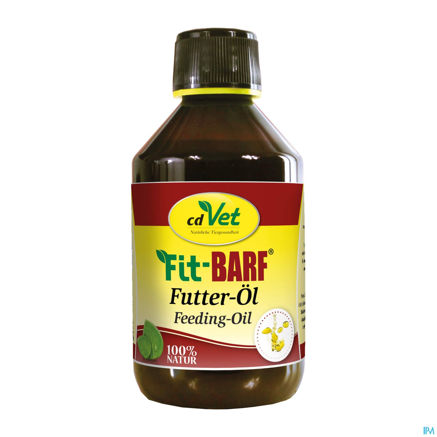 Flasche mit cdVet 'Fitt-BARF' Futter-Öl, 100% natur.