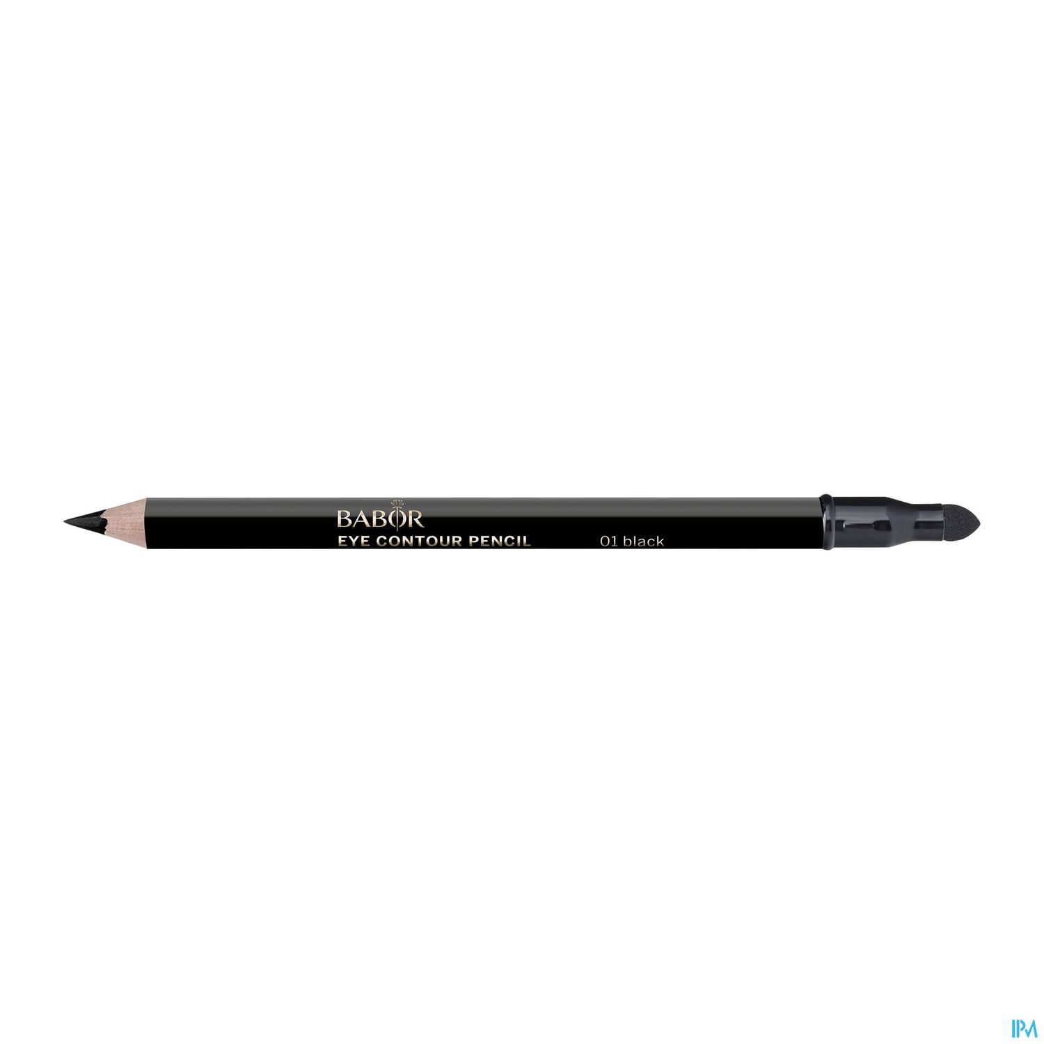 Schwarzer Augen-Konturenstift der Marke Babor, mit der Beschriftung "Eye Contour Pencil 01 black".