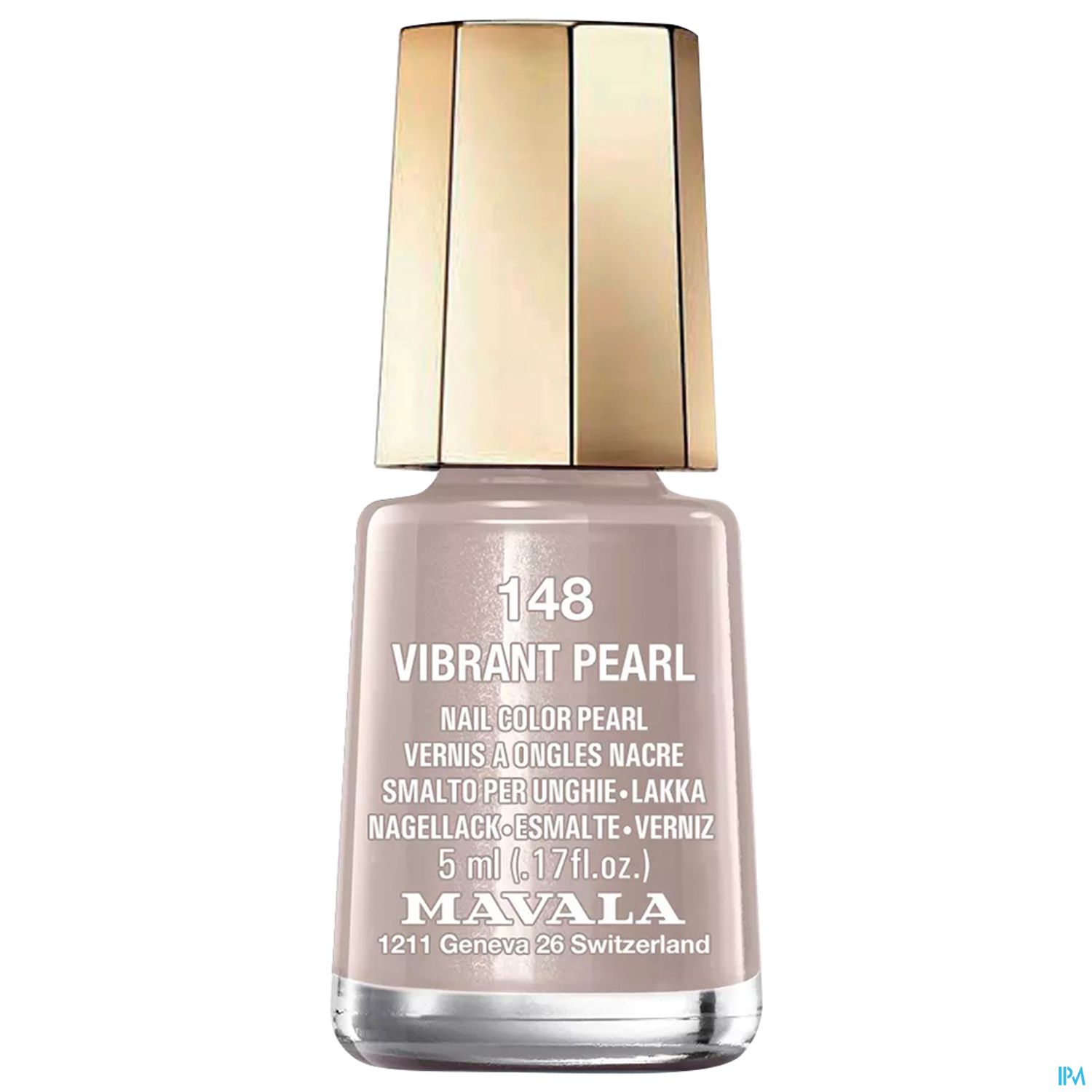 Flasche mit Nagellack der Marke Mavala in der Farbe "Vibrant Pearl", 5 ml.