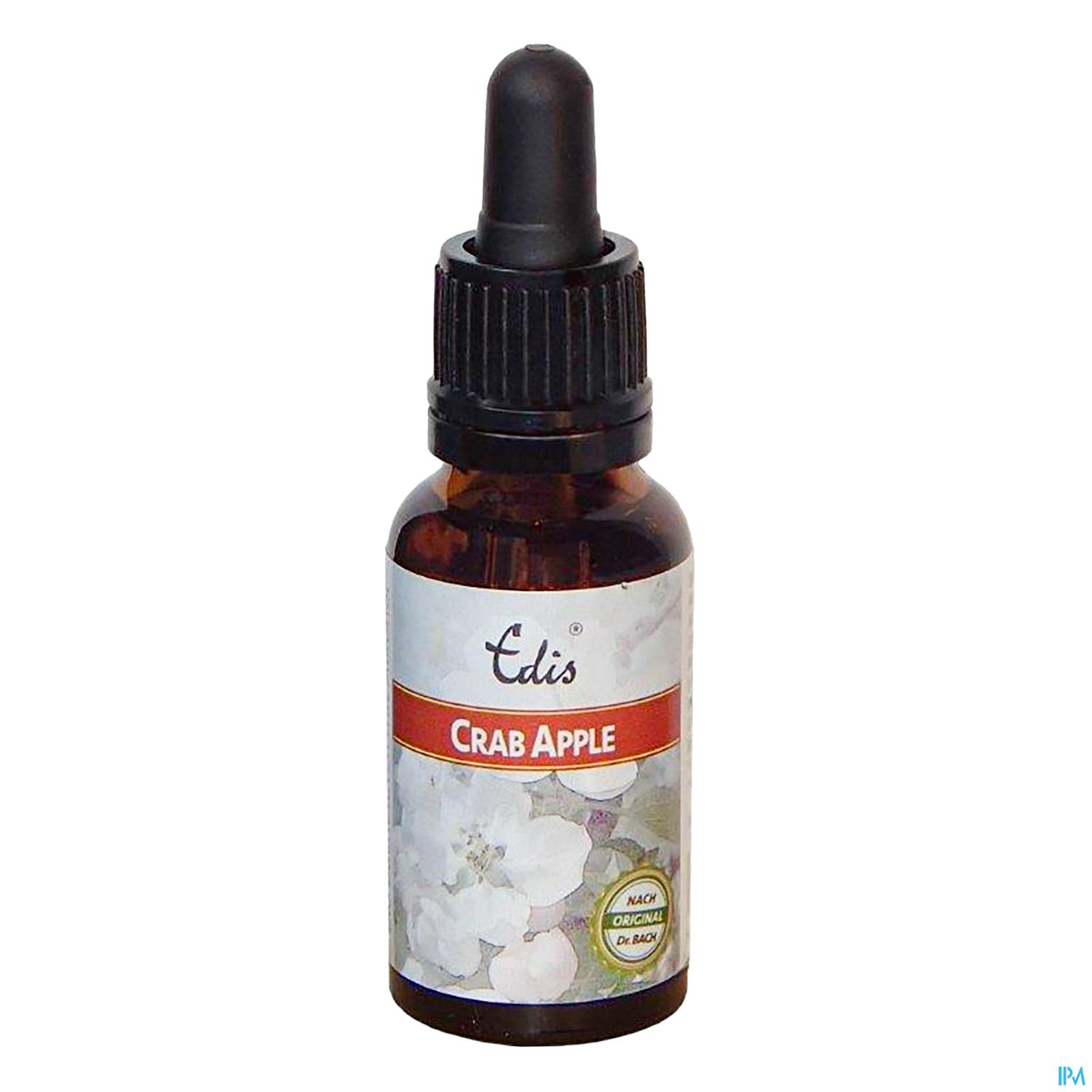 Braunglasflasche mit Pipette und Etikett "Edis Crab Apple".