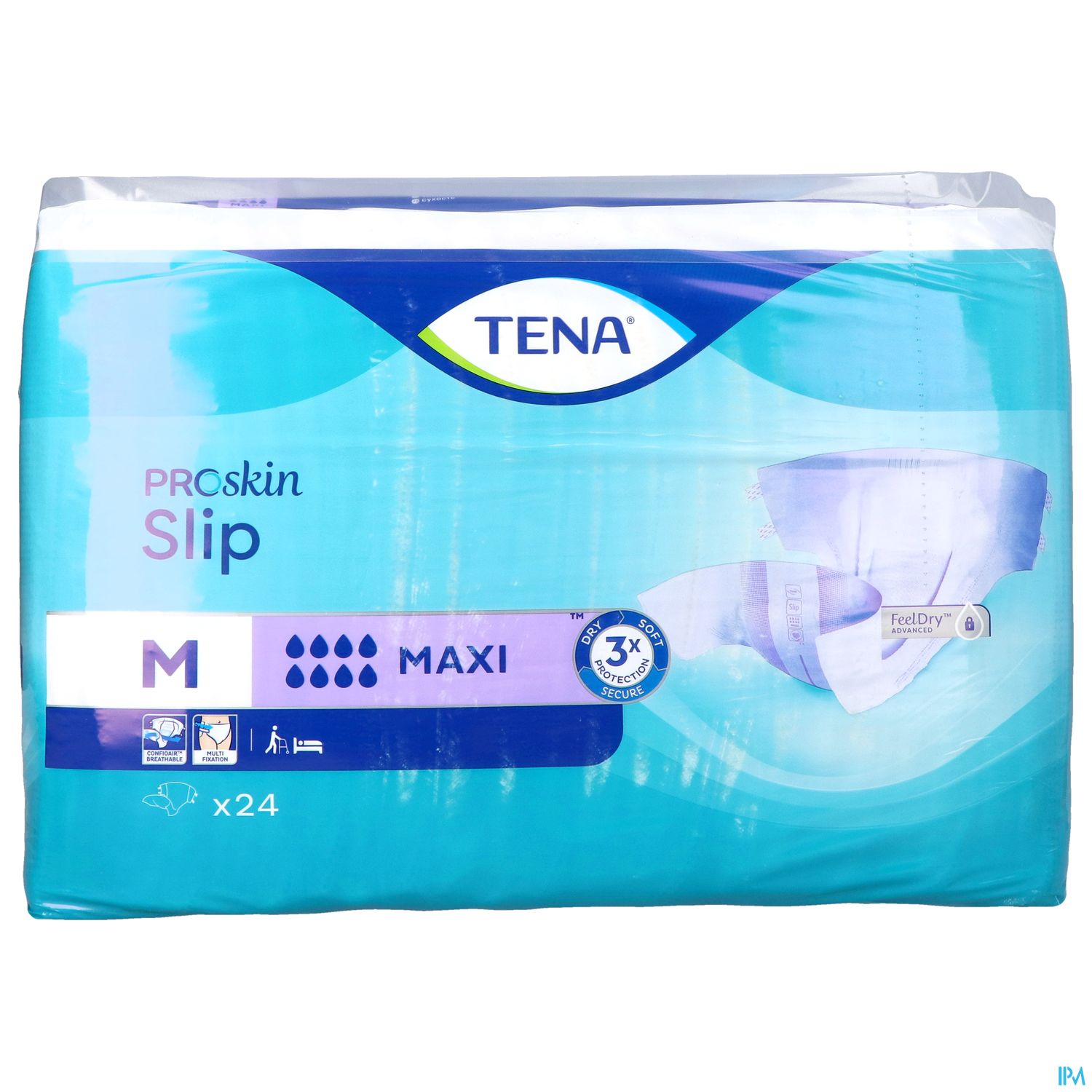 Verpackung von TENA ProSkin Slip Maxi in Größe M mit 24 Stück.