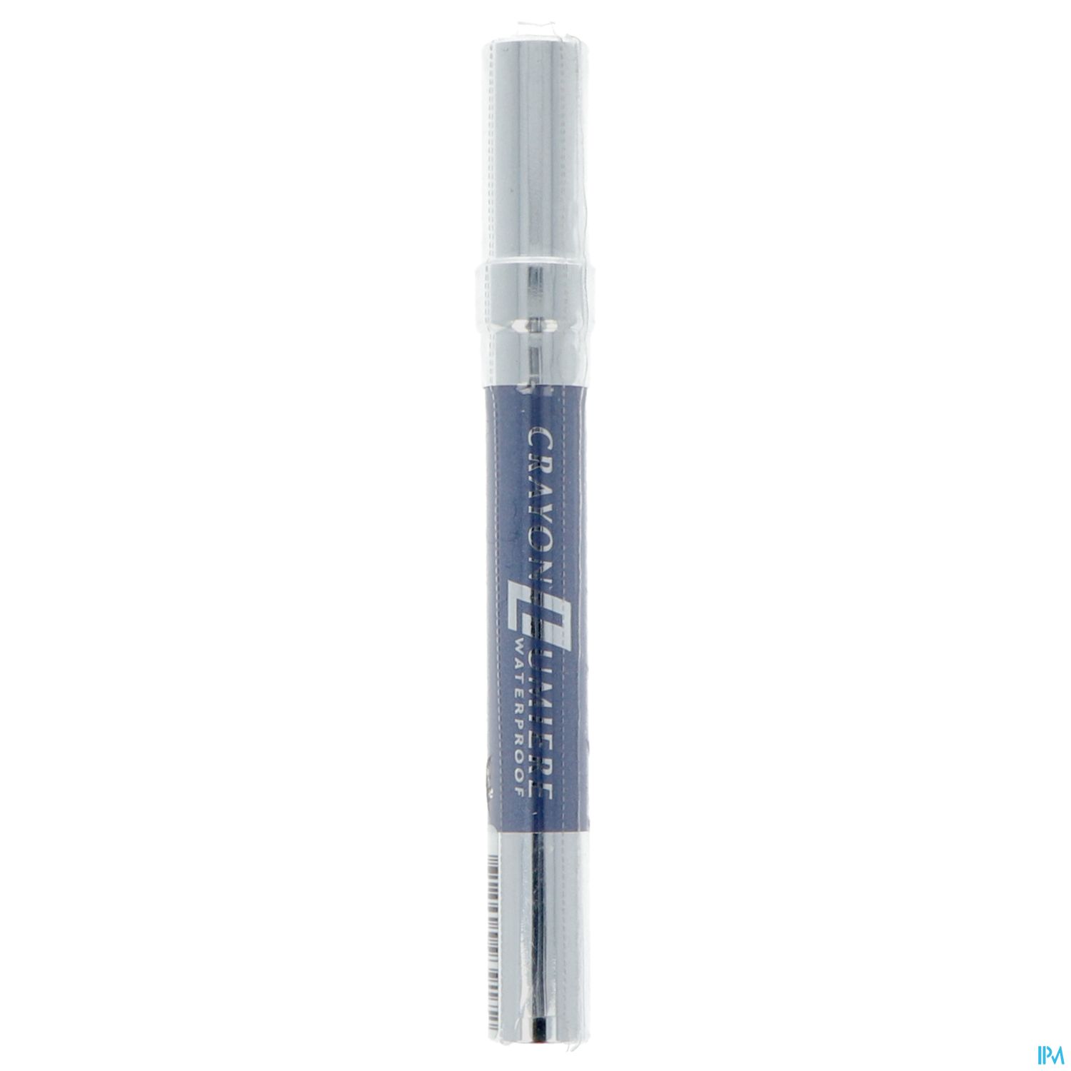 Wasserfester Stift mit blauer Kappe und silberner Hülle.