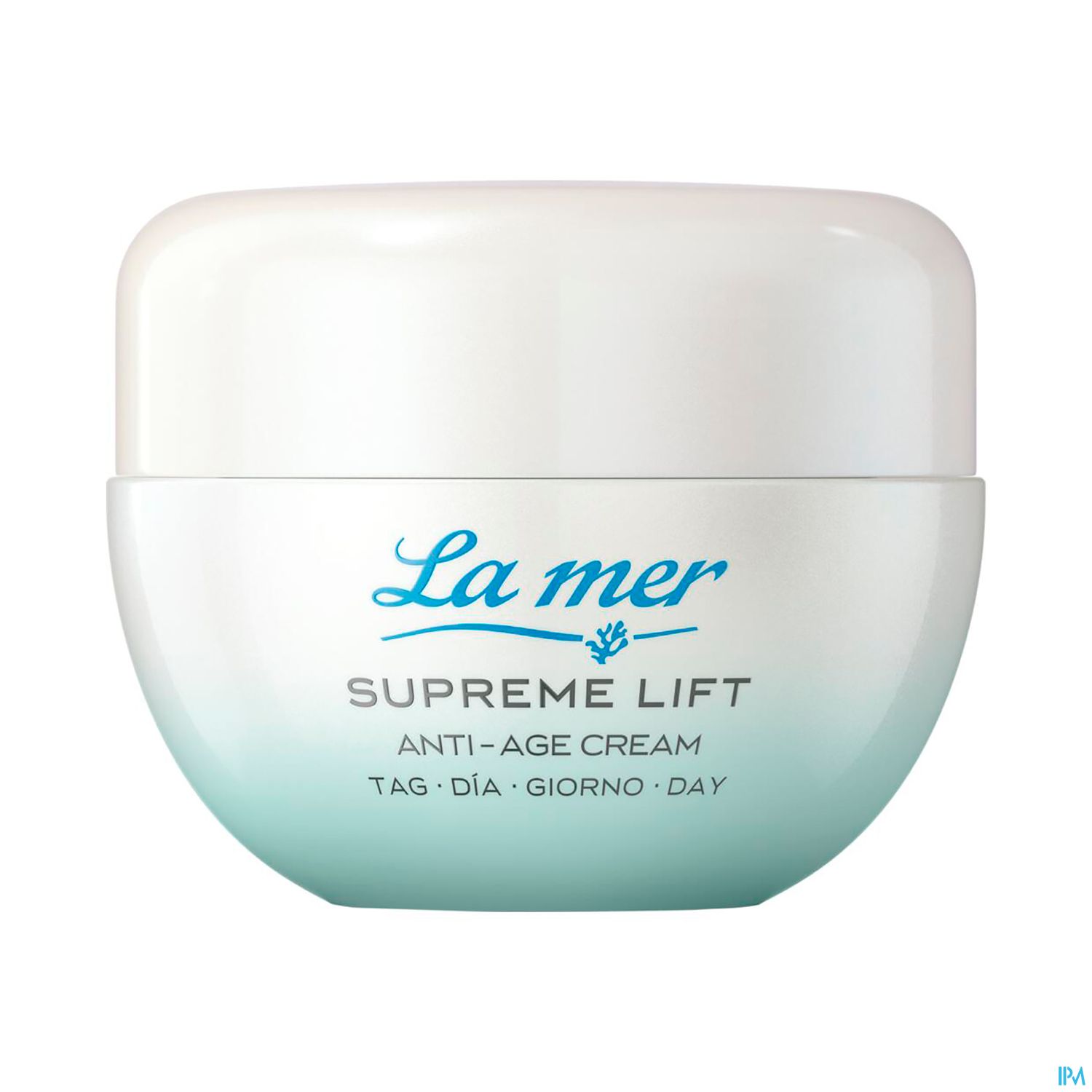 Tiegel mit La Mer Supreme Lift Anti-Age Cream, beschriftet mit "Tag" und "Day".