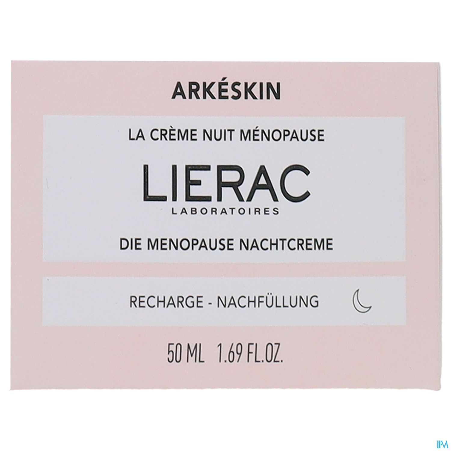 Produktverpackung für die Nachtcreme "Lierac Arkéskin" zur Unterstützung während der Menopause, 50 ml.