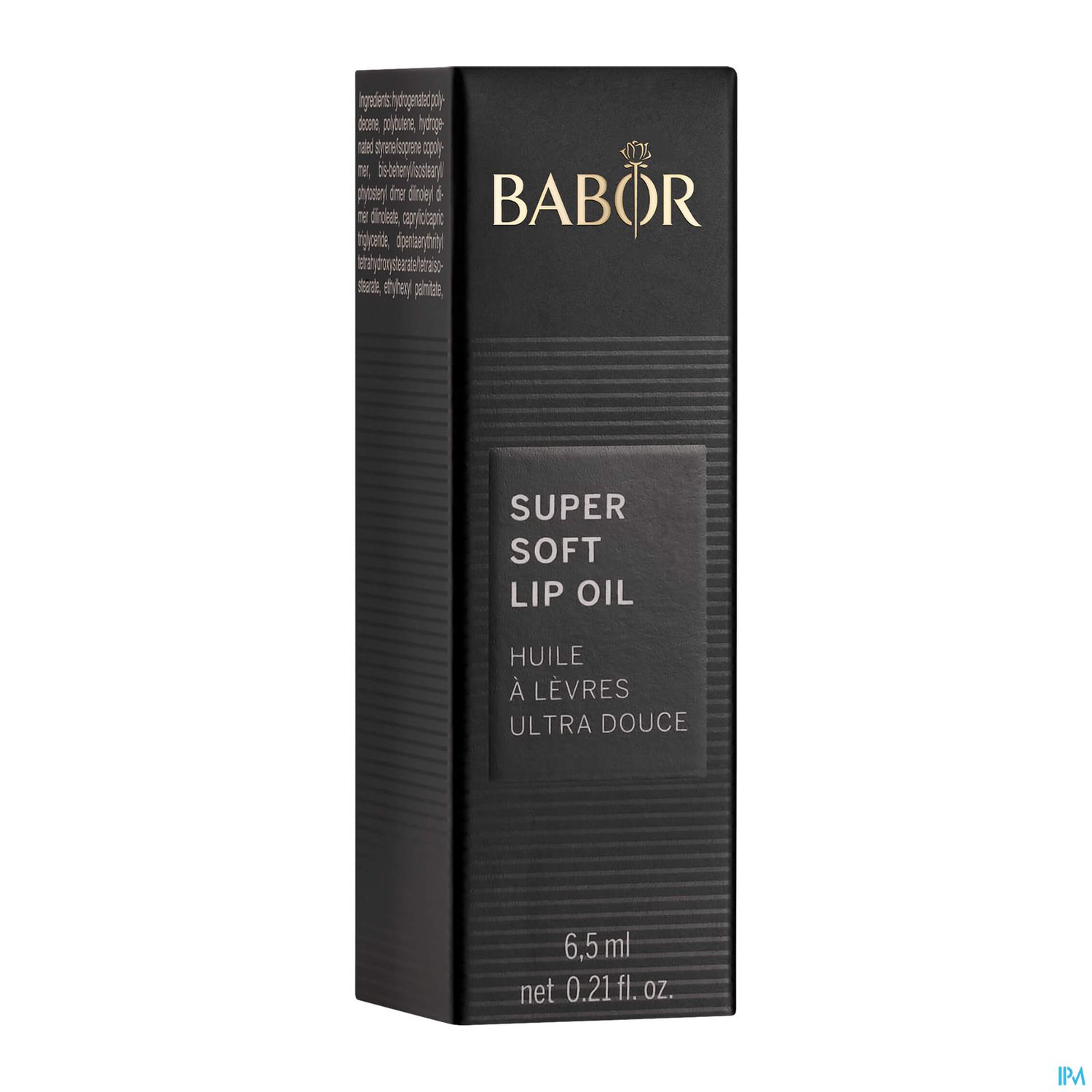 Schwarze Verpackung für Babor Super Soft Lip Oil, 6,5 ml.