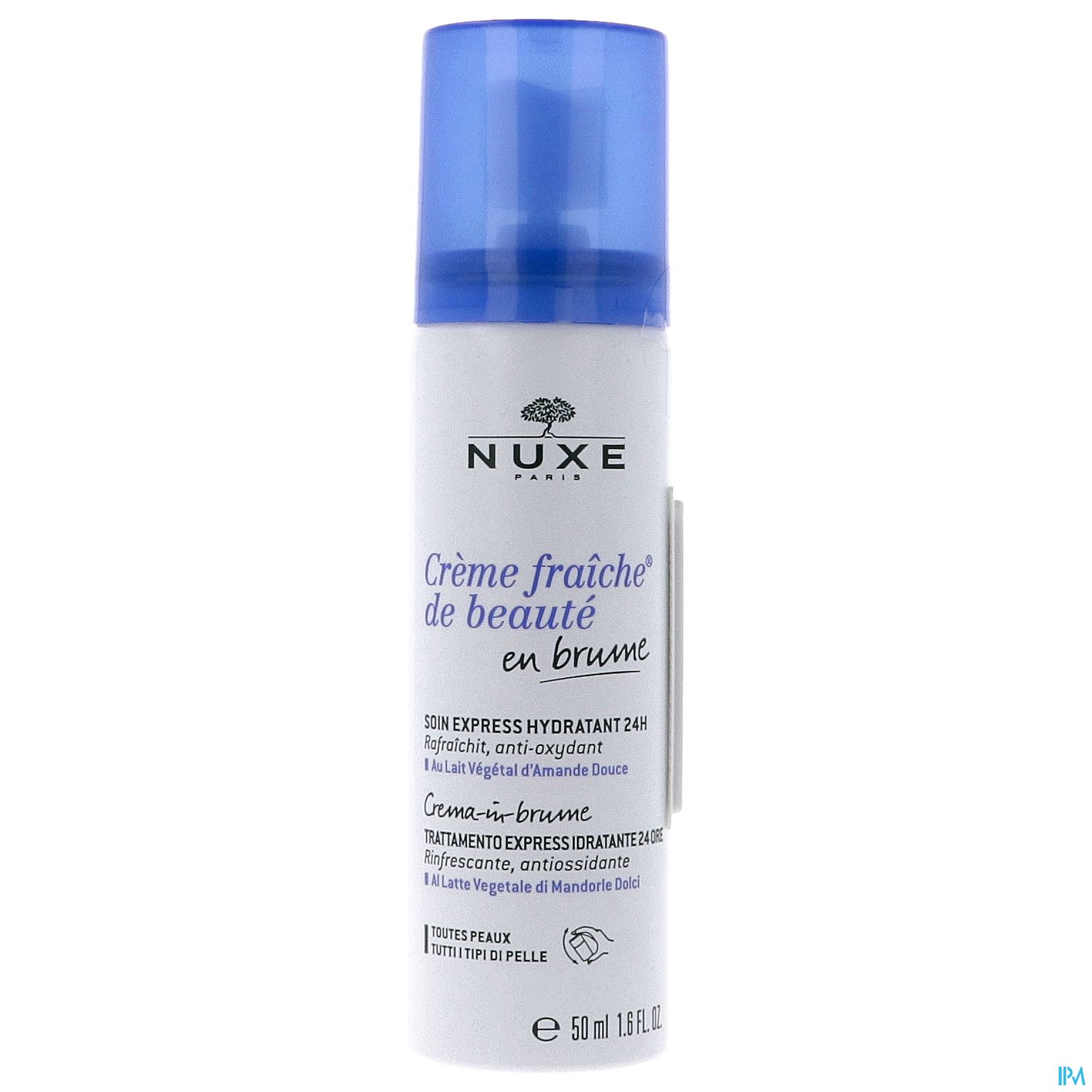 Sprühflasche mit Nuxe Crème fraîche de beauté, 50 ml, zur expressen Hydratation und antioxidativen Pflege.