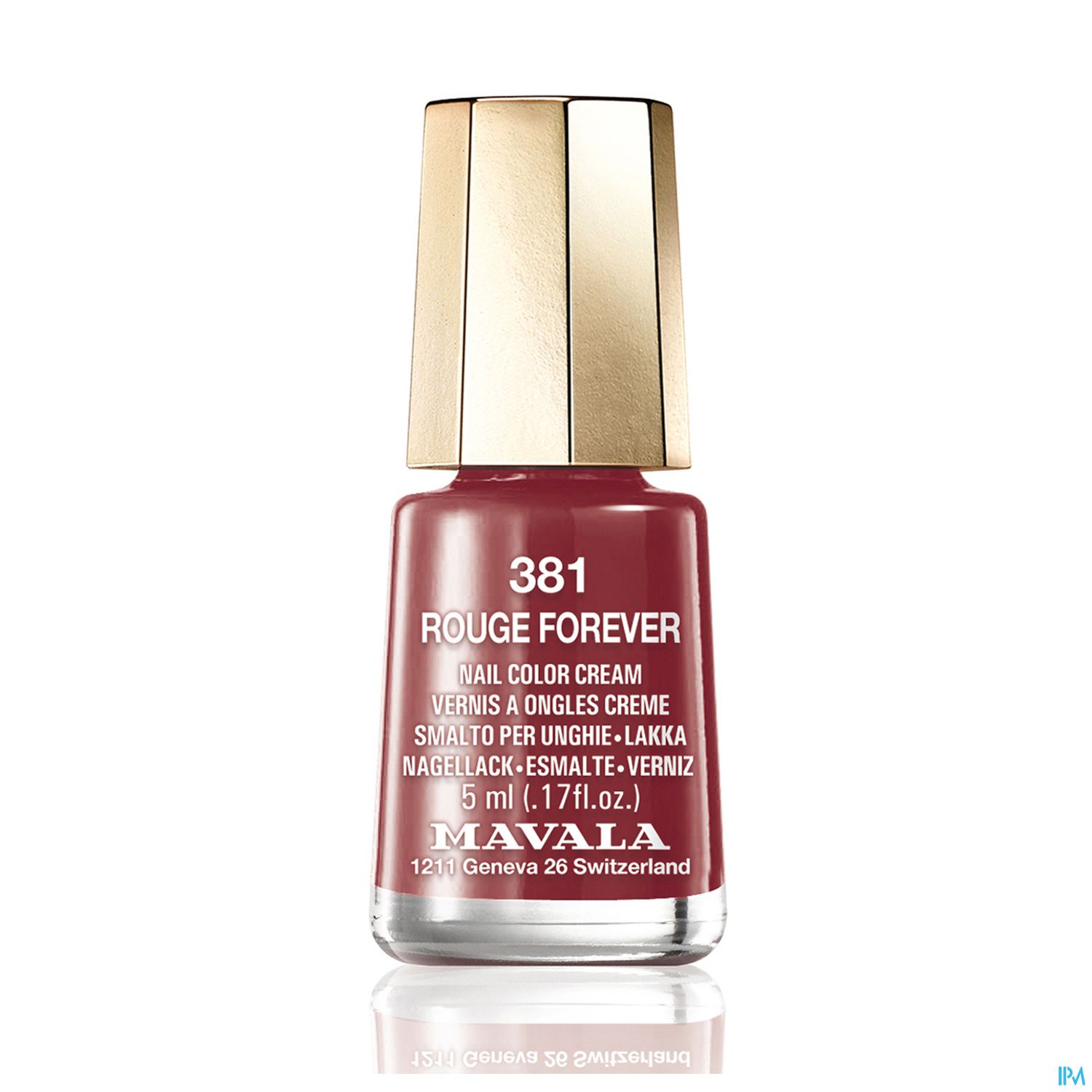 Nagellackflasche mit der Aufschrift "381 ROUGE FOREVER", 5 ml, Marke Mavala.
