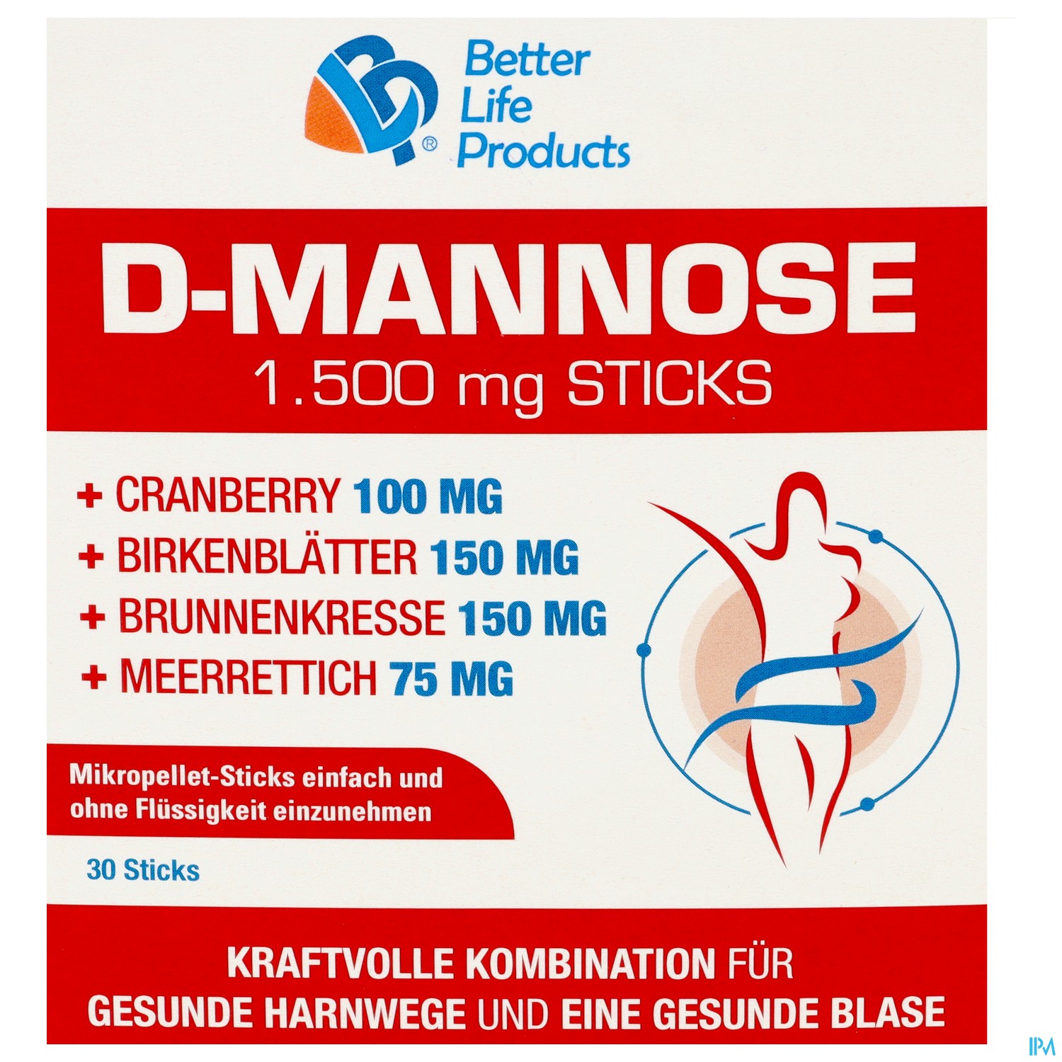 D-Mannose Sticks/1500mg +cranberry mit Vitamin C+birkenblaett150mg +brunnenkresse 150mg 30 Stück