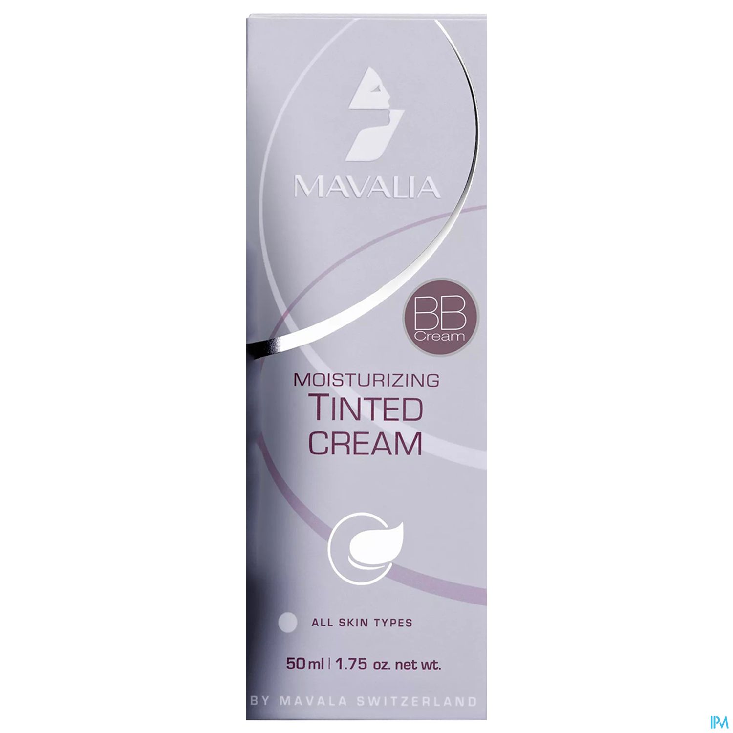 Packaging einer getönten Feuchtigkeitscreme von Mavalia, Größe 50 ml, für alle Hauttypen.