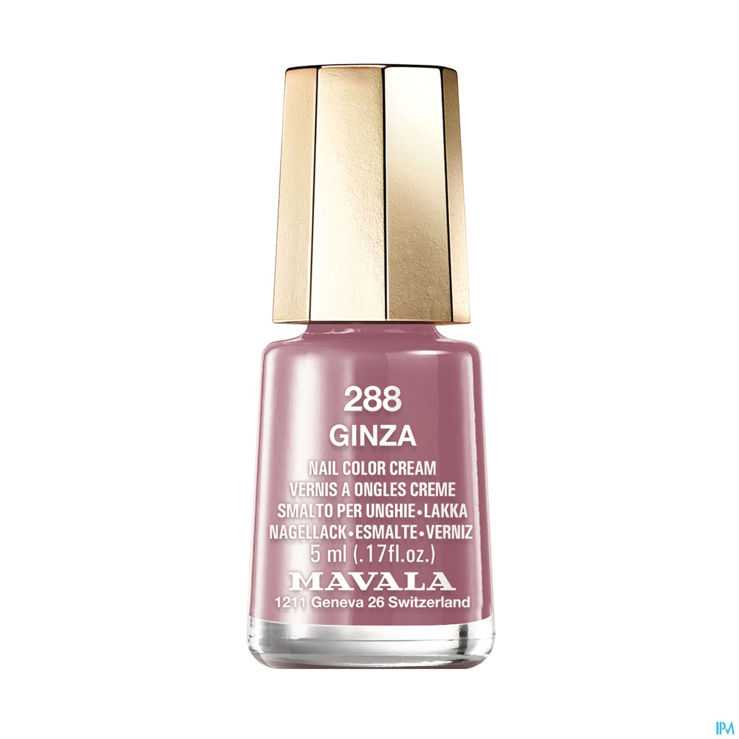 Nagellackflasche mit dem Namen "Ginza" in der Farbe Rosa, Marke Mavala, 5 ml.
