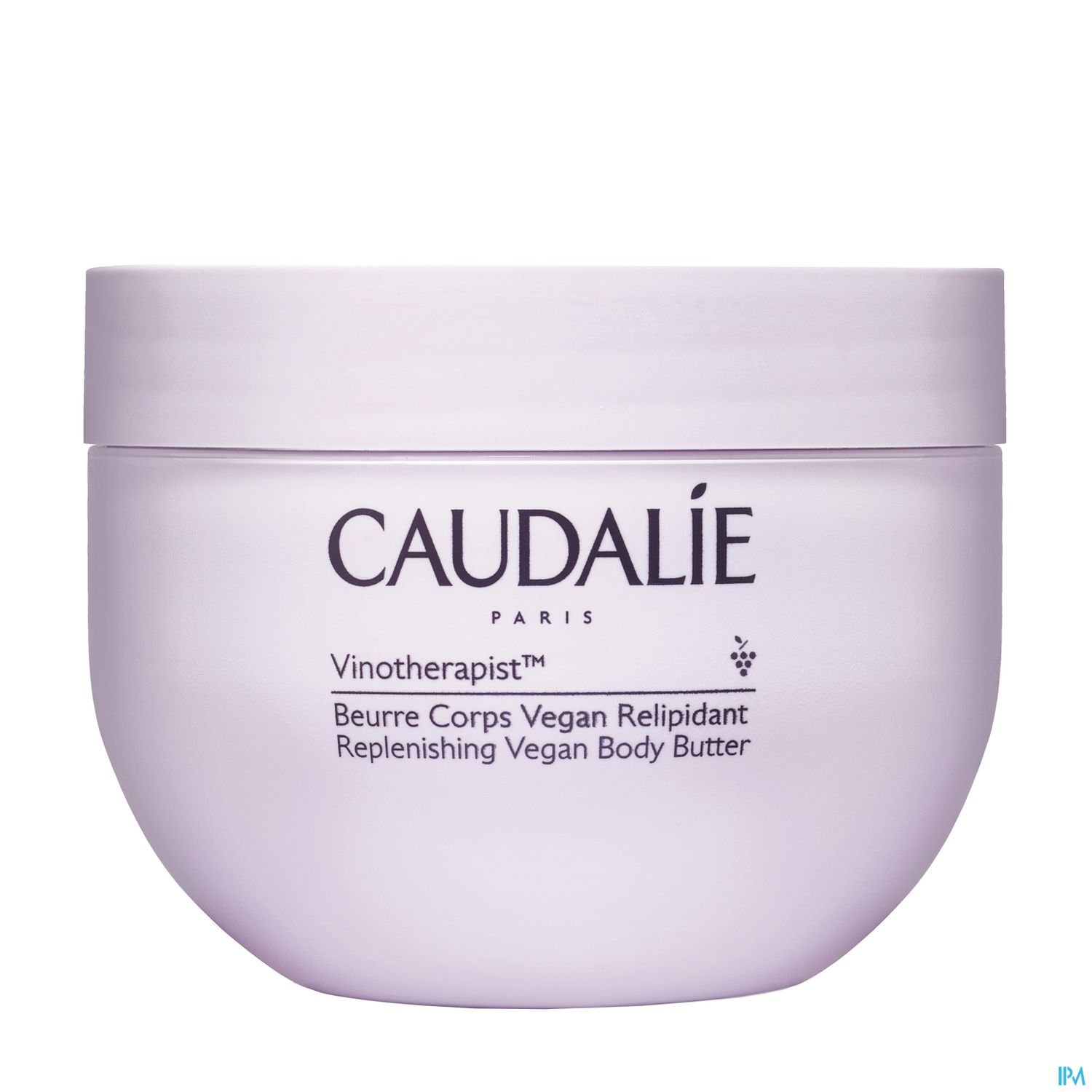 Weißer Behälter mit der Beschriftung "CAUDALIE Vinotherapist™ Beurre Corps Vegan Relipidant Replenishing Vegan Body Butter".