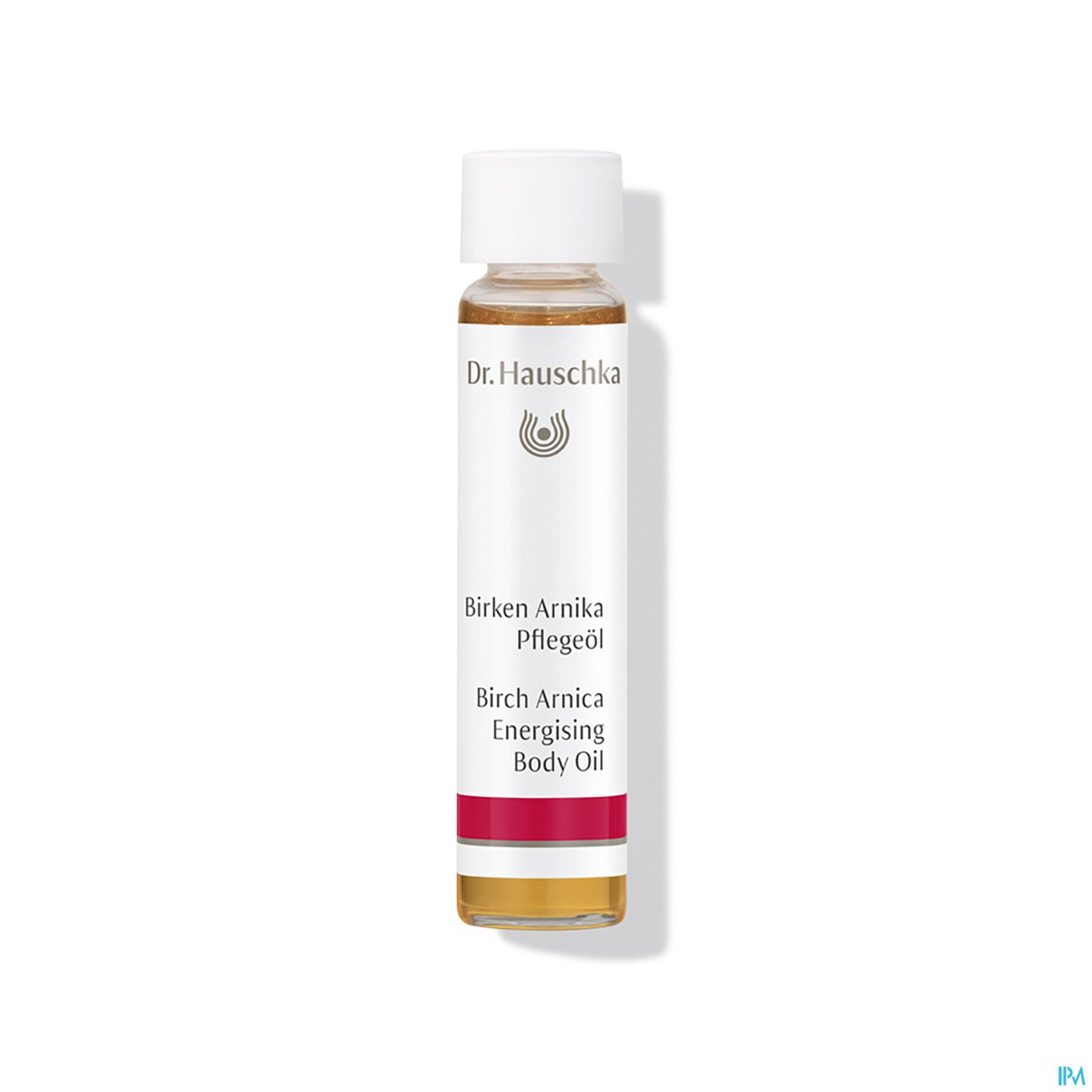 Flasche mit Birken-Arnika-Pflegeöl von Dr. Hauschka.