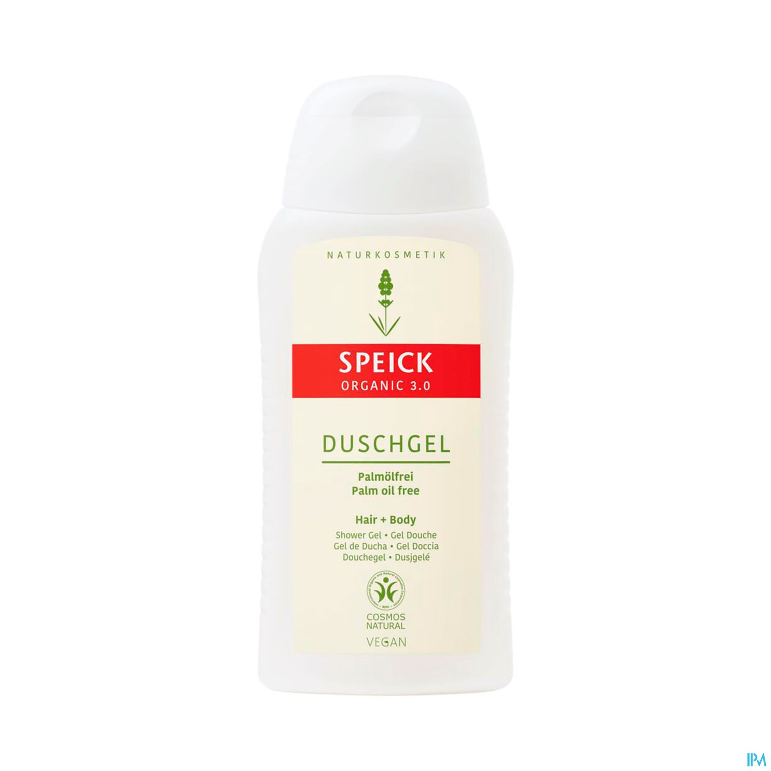 Flasche mit Speick Duschgel, naturkosmetisch, vegan, palmölfrei.