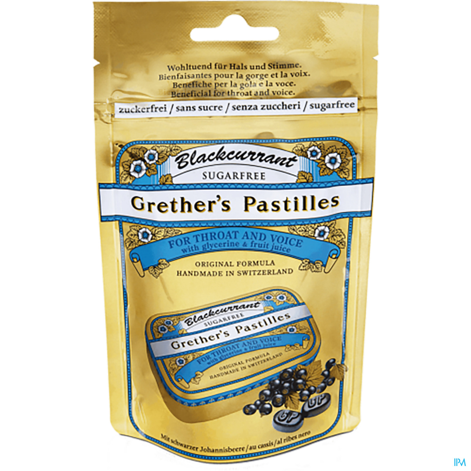 Grether's Pastilles Blackcurrant Zuckerfrei 100g