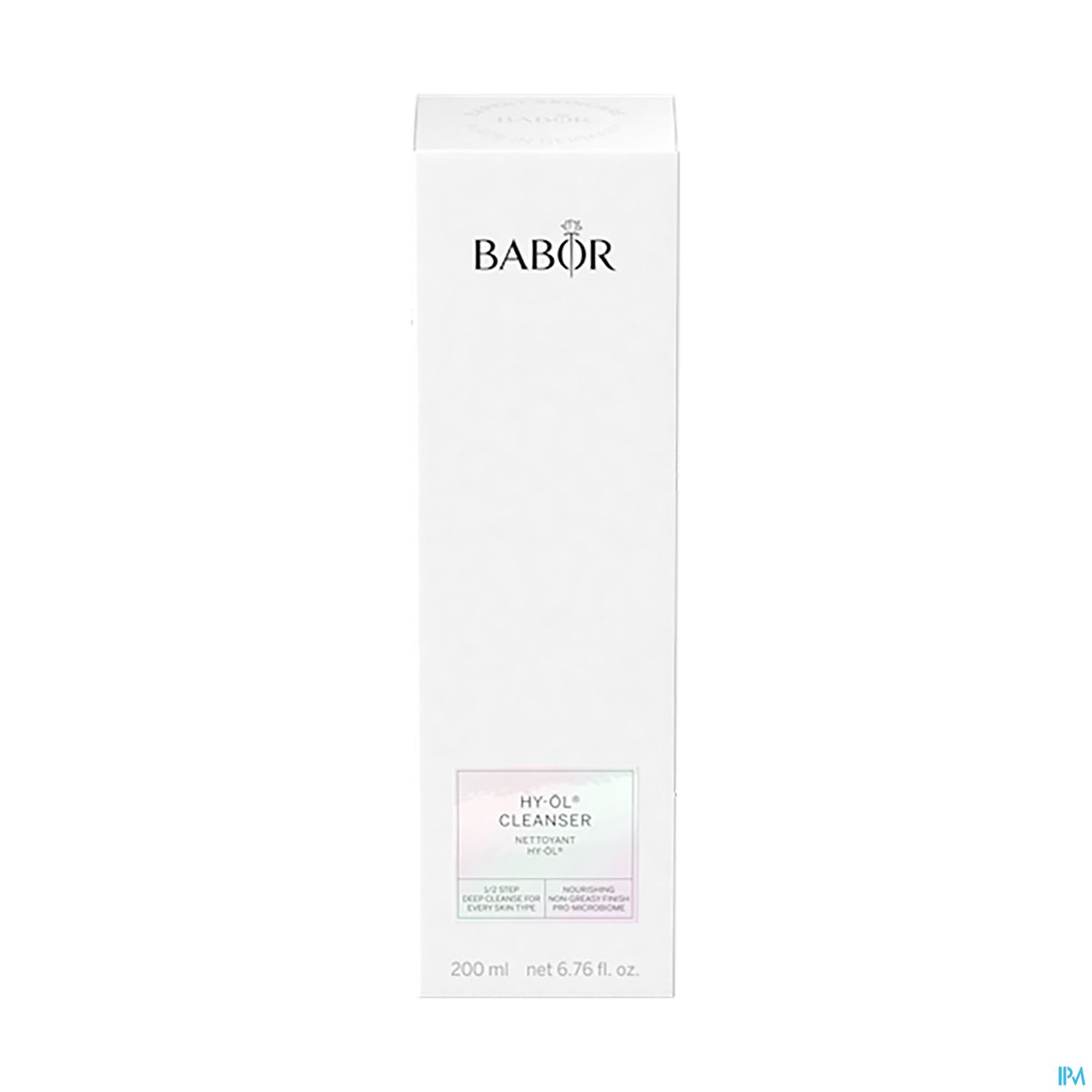 Produktverpackung des Babor HY-OL Cleansers (200 ml) in weißer Box.