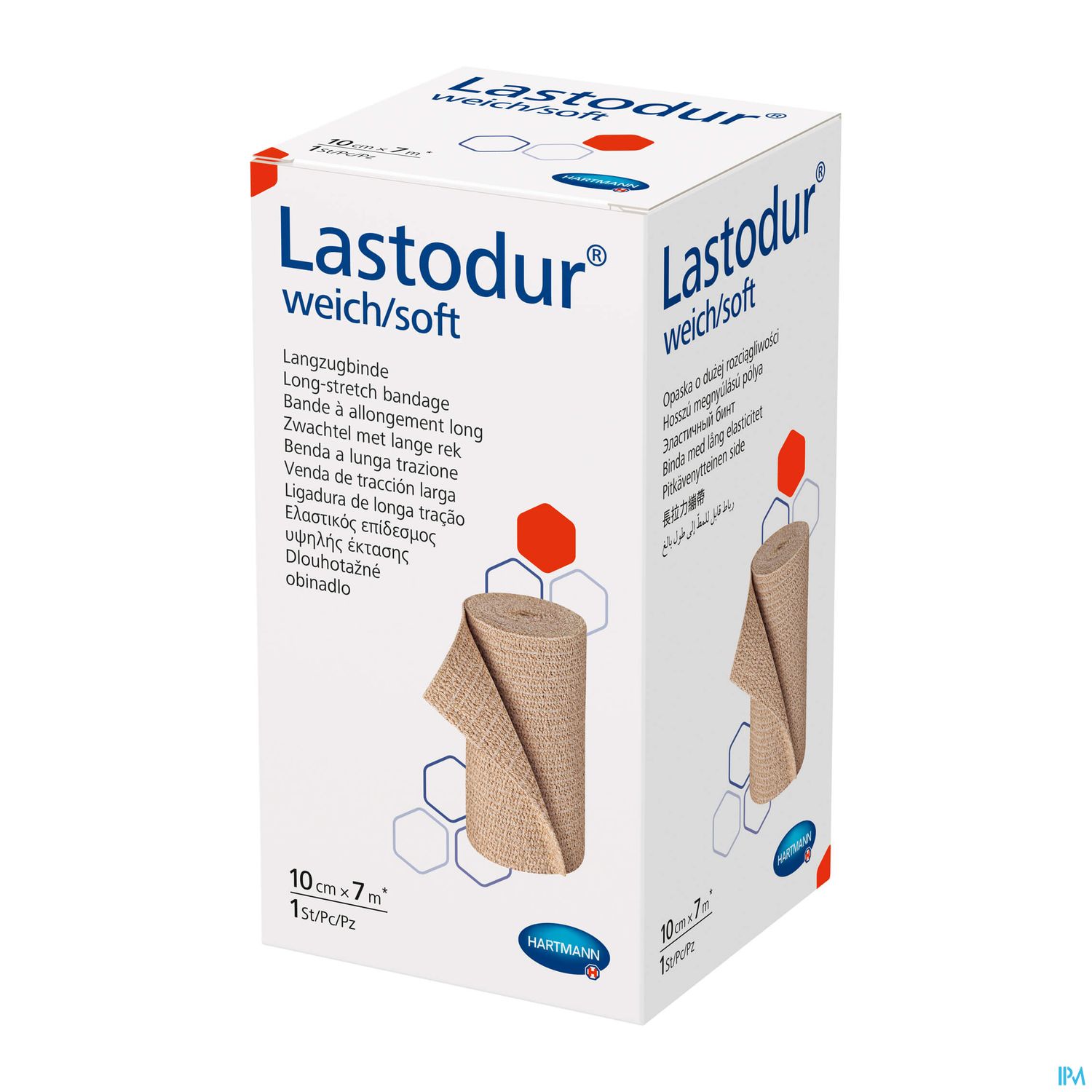 Verpackung der Lastodur weichen/soften Langzugbinde in der Größe 10 cm x 7 m.