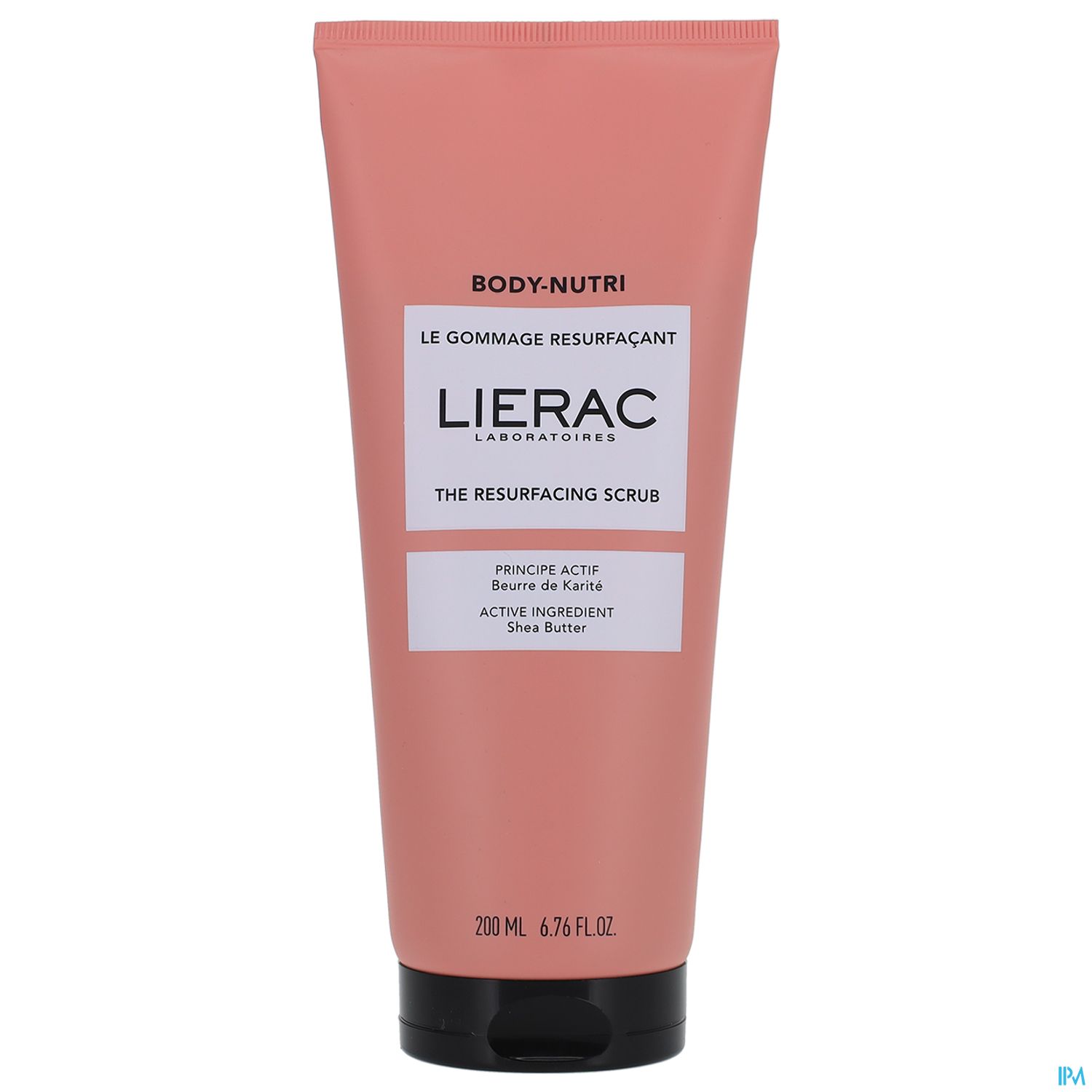 Rosa Tube mit Peeling von Lierac, 200 ml, mit Inhaltsstoffen wie Sheabutter.