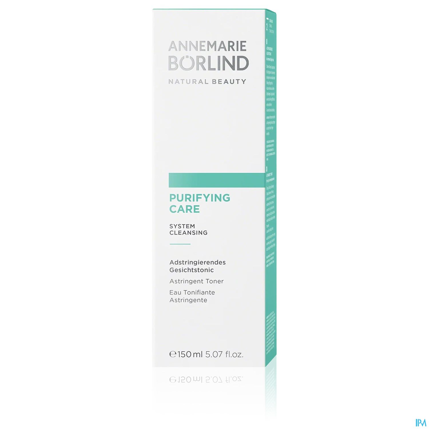 Produktverpackung von Annemarie Börlind, Purifying Care, astringierendes Gesichtstonikum, 150 ml.