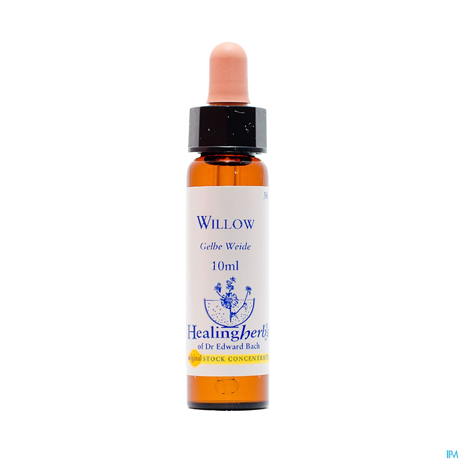 Flasche mit Tropfer, beschriftet "Willow - Gelbe Weide", Inhalt 10ml, Marke Healing Herbs.