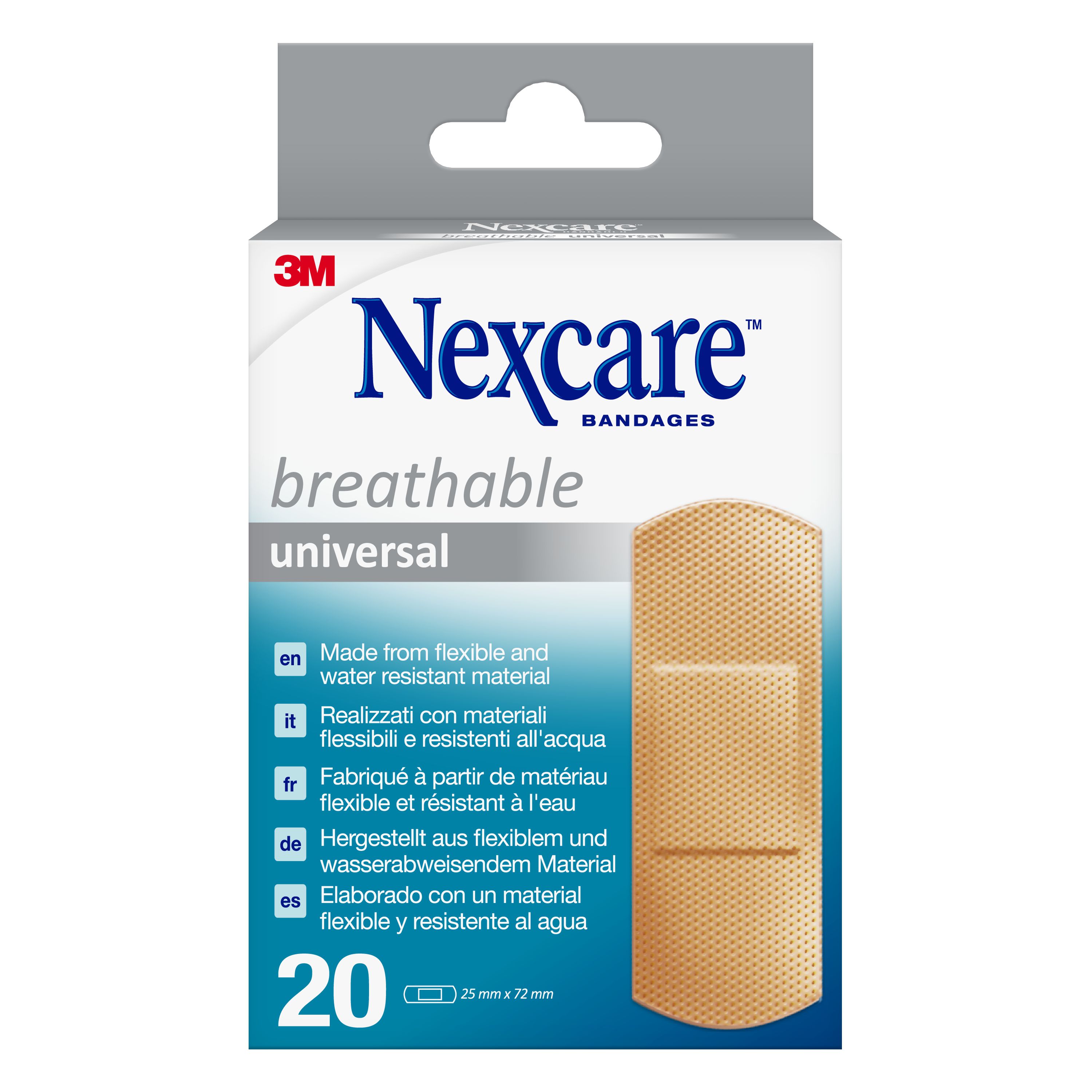 Nexcare™ Breathable Universal Pflaster, 25 mm x 72 mm, 20/Packung