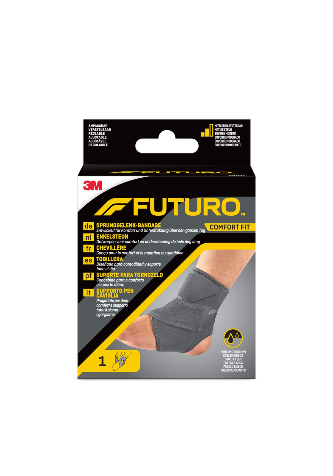 FUTURO™ Comfort Fit Sprunggelenk-Bandage 04037, Anpassbar (17.8 cm – 29.2 cm)